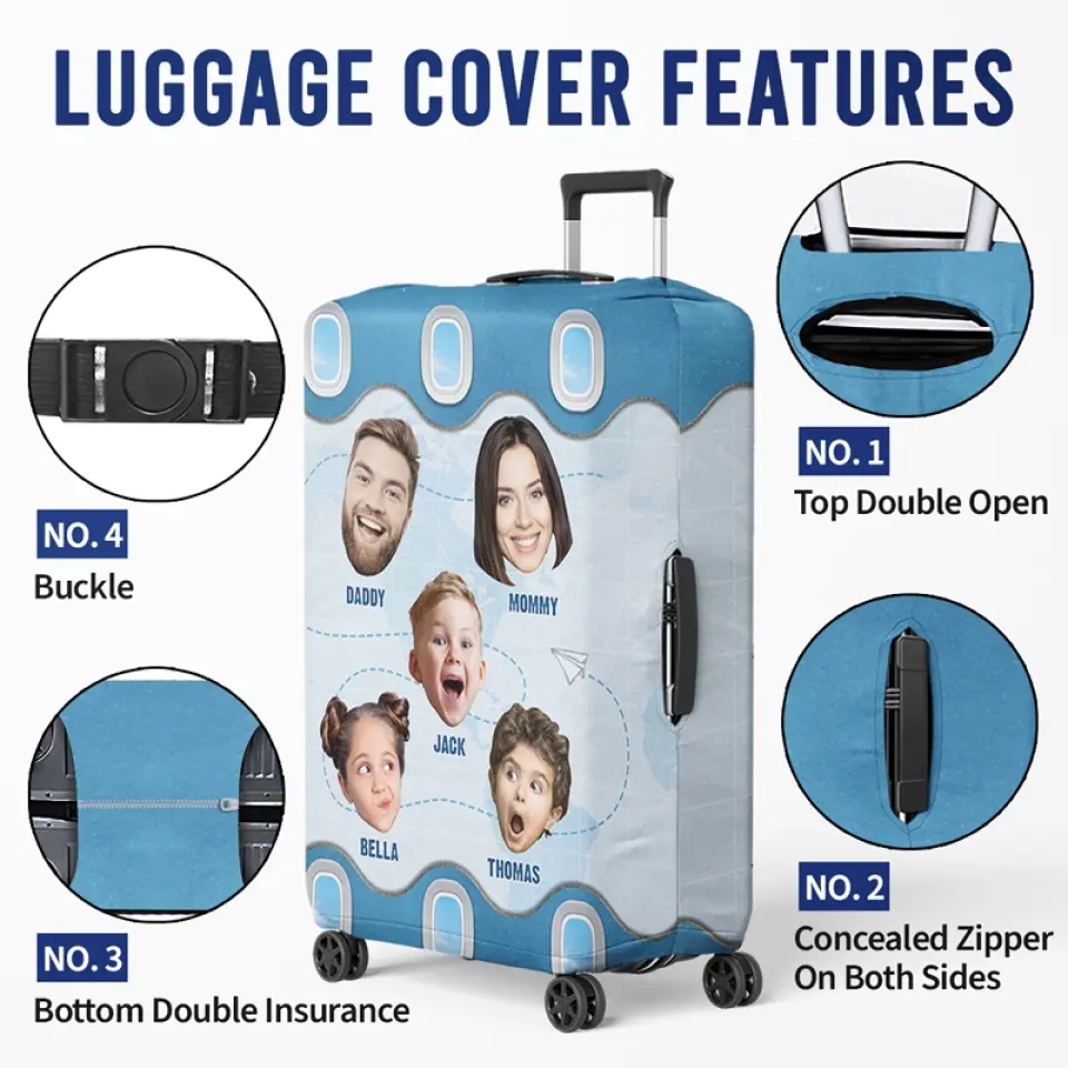 Custom Photo Let's Get On The Family Vacation - Family Personalized Custom Luggage Cover - Summer Vacation Gift For Family Members - Image 5