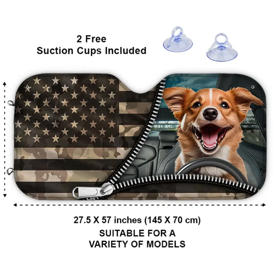 Custom Photo Life Is A Grand Adventure, Go Live It - Dog & Cat Personalized Custom Auto Windshield Sunshade, Car Window Protector - Gift For Pet Owners, Pet Lovers - Image 3
