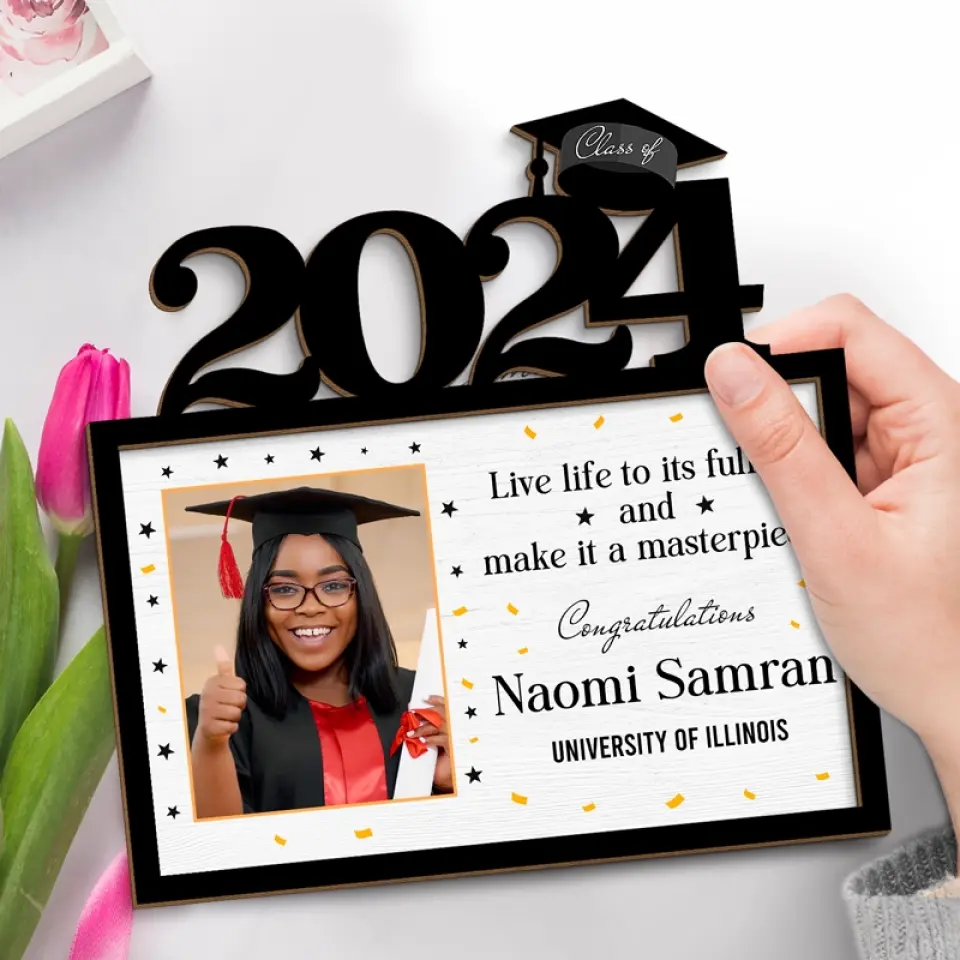 Custom Photo Live Life To Its Fullest - Family Personalized Custom 2-Layered Wooden Plaque With Stand - Graduation Gift For Siblings, Brothers, Sisters - Image 3