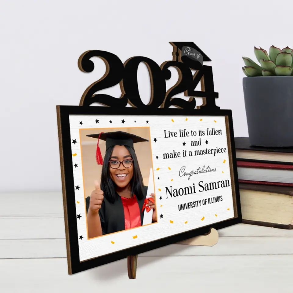 Custom Photo Live Life To Its Fullest - Family Personalized Custom 2-Layered Wooden Plaque With Stand - Graduation Gift For Siblings, Brothers, Sisters - Image 4
