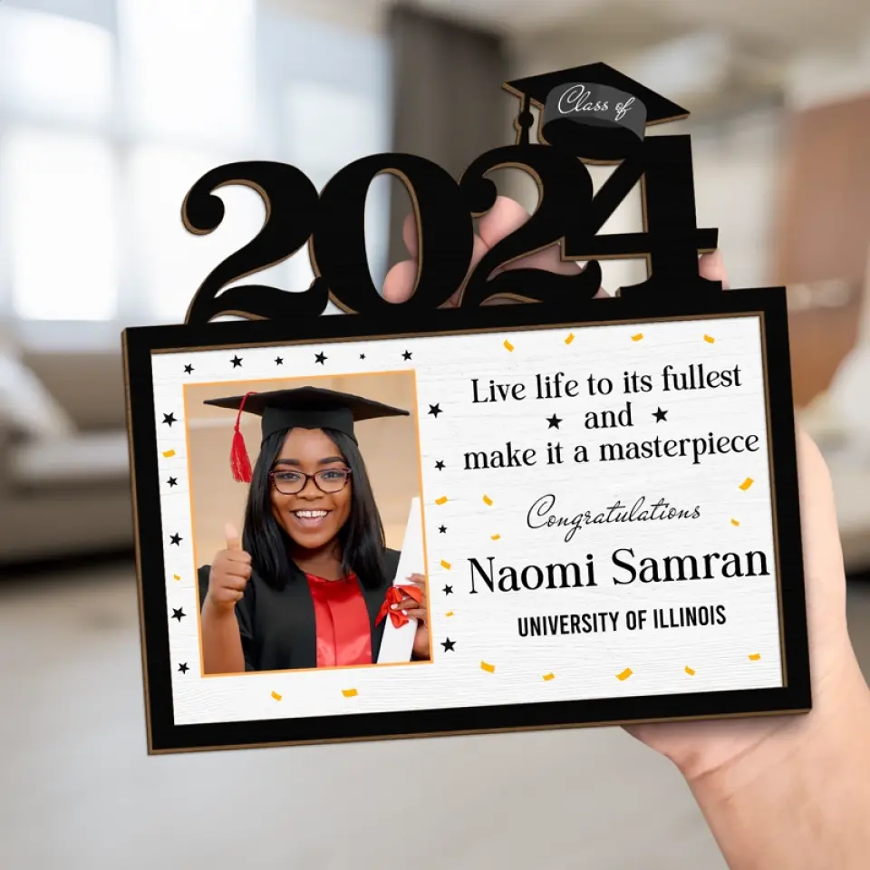 Custom Photo Live Life To Its Fullest - Family Personalized Custom 2-Layered Wooden Plaque With Stand - Graduation Gift For Siblings, Brothers, Sisters - Image 5