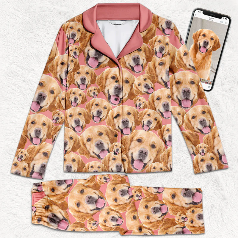 Custom Photo Live Love Bark - Dog & Cat Personalized Custom Face Photo Pajamas - Gift For Pet Owners, Pet Lovers