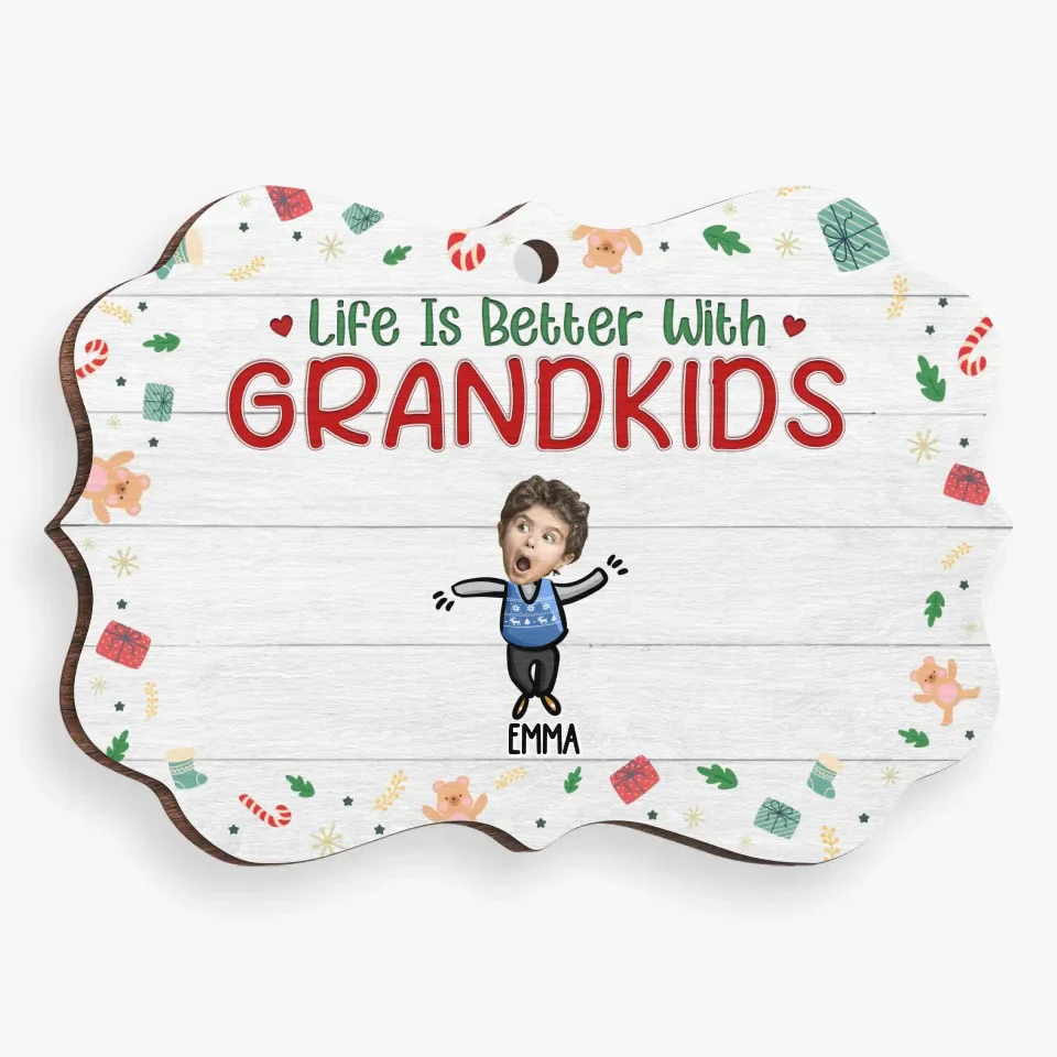 Custom Photo Love And Laughter Fill Our Family Home - Family Personalized Custom Ornament - Wood Benelux Shaped - Christmas Gift For Grandma, Grandpa - Image 2