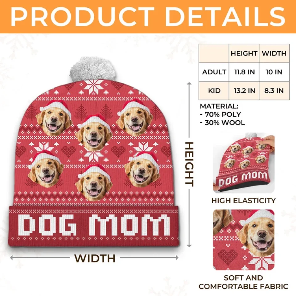 Custom Photo Love Is A Four-Legged Christmas - Dog & Cat Personalized Custom Christmas Beanie Hat - Christmas Gift For Pet Owners, Pet Lovers - Image 7