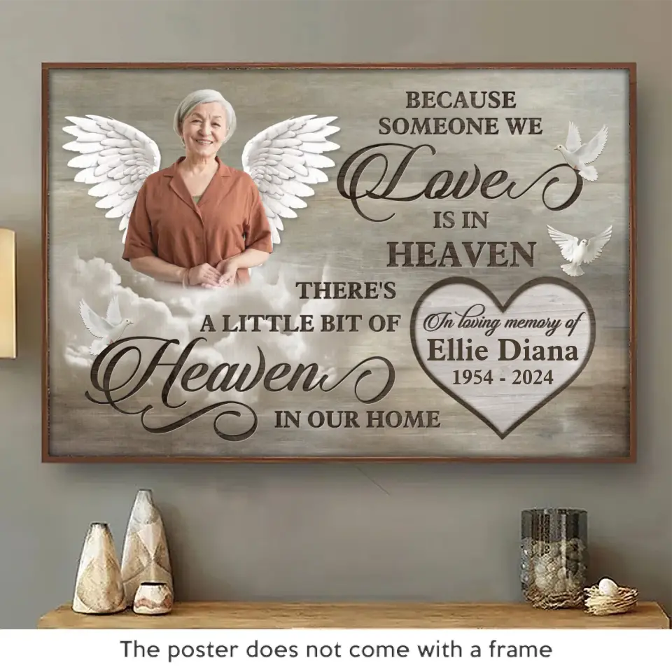 Custom Photo Love Is In Heaven - Memorial Personalized Custom Horizontal Poster - Sympathy Gift For Family Members - Image 2