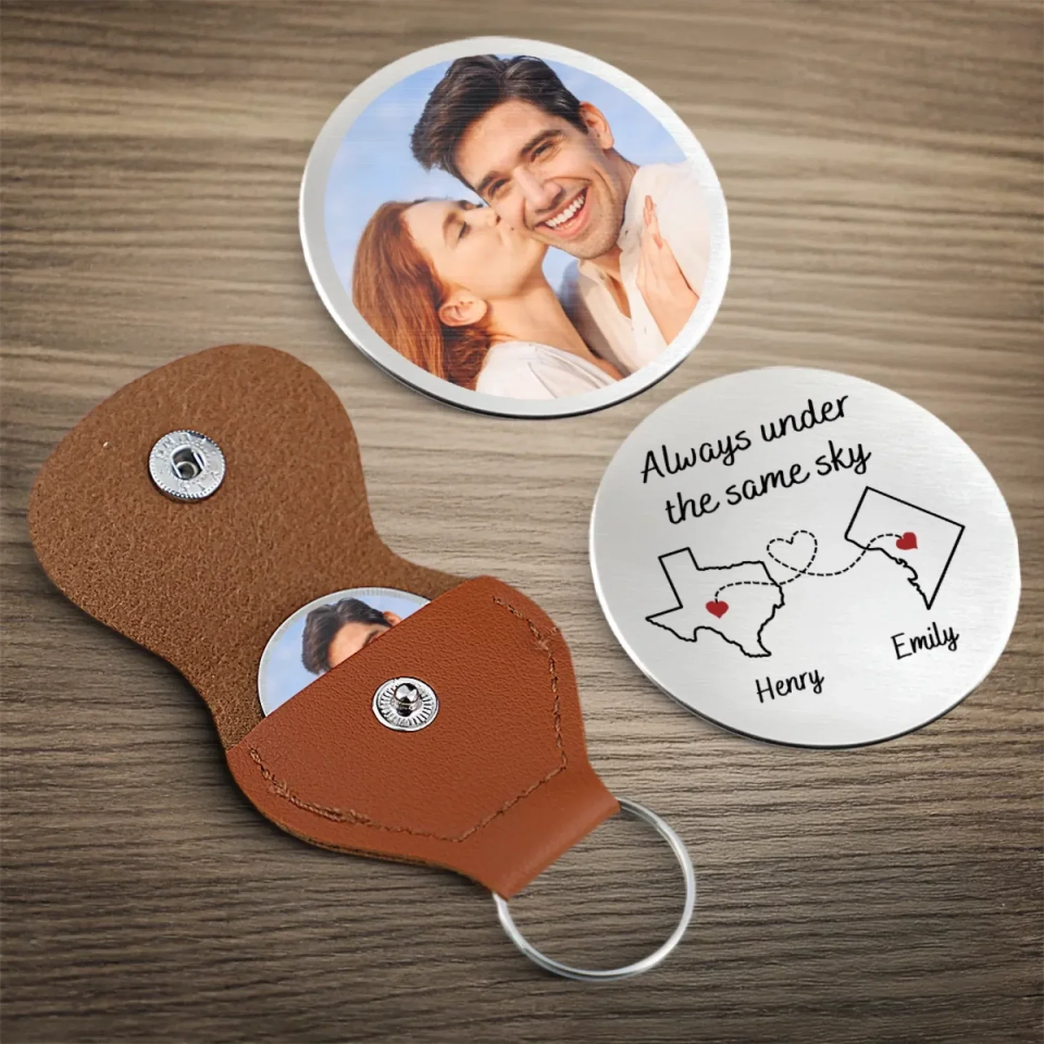 Custom Photo Love Knows No Distance - Couple Personalized Custom Pocket Hug - Gift For Husband Wife, Anniversary - Image 4
