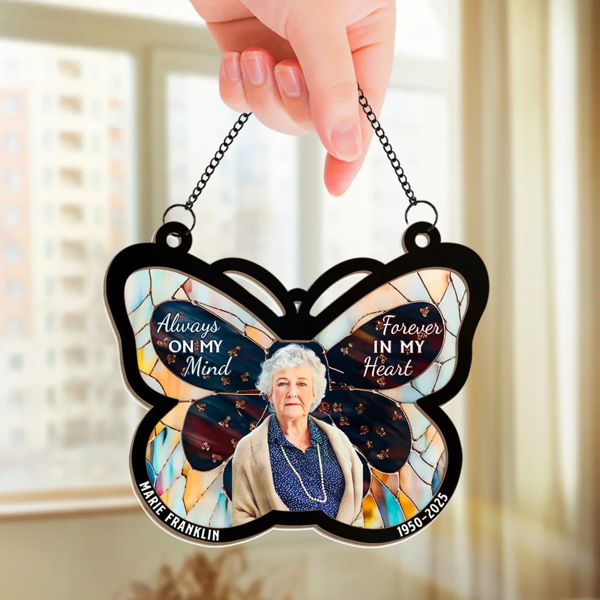 Custom Photo Love Lives On Forever - Memorial Personalized Window Hanging Suncatcher Ornament - Sympathy Gift For Family Members - Image 3
