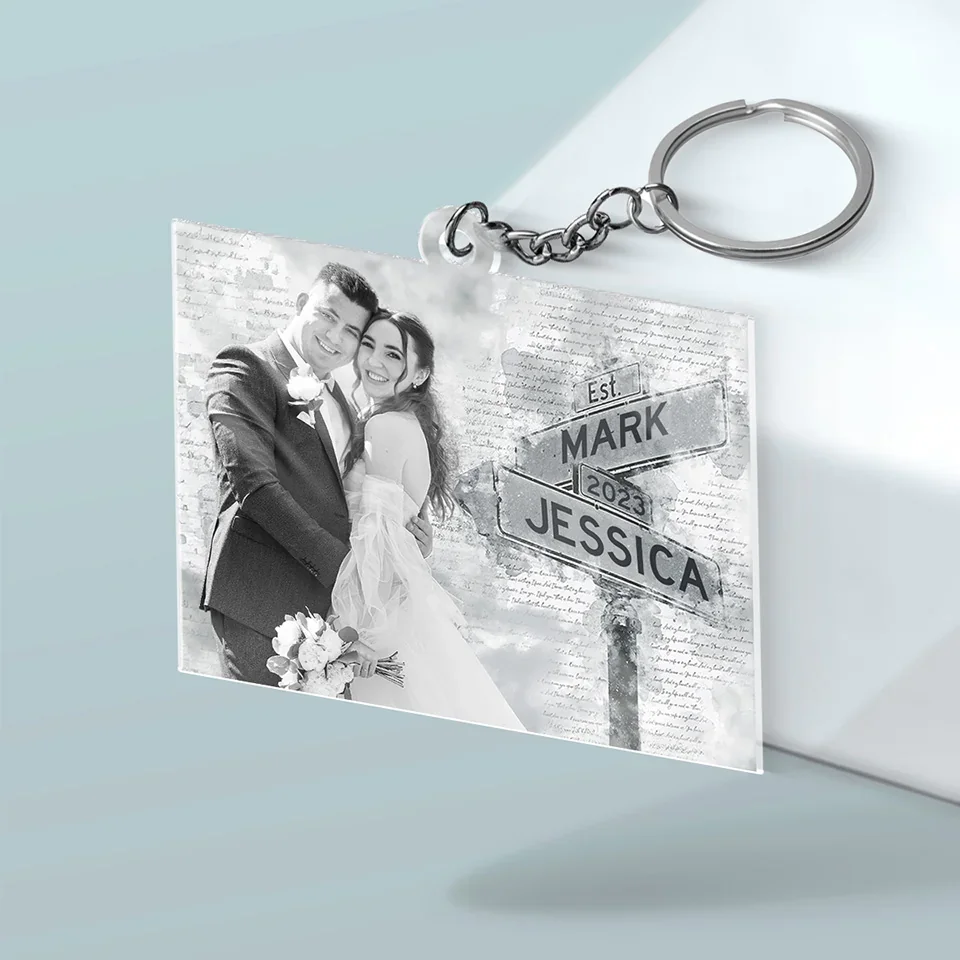Custom Photo Loved You Then, Love You Still - Couple Personalized Custom Shaped Acrylic Keychain - Gift For Husband Wife, Anniversary - Image 3