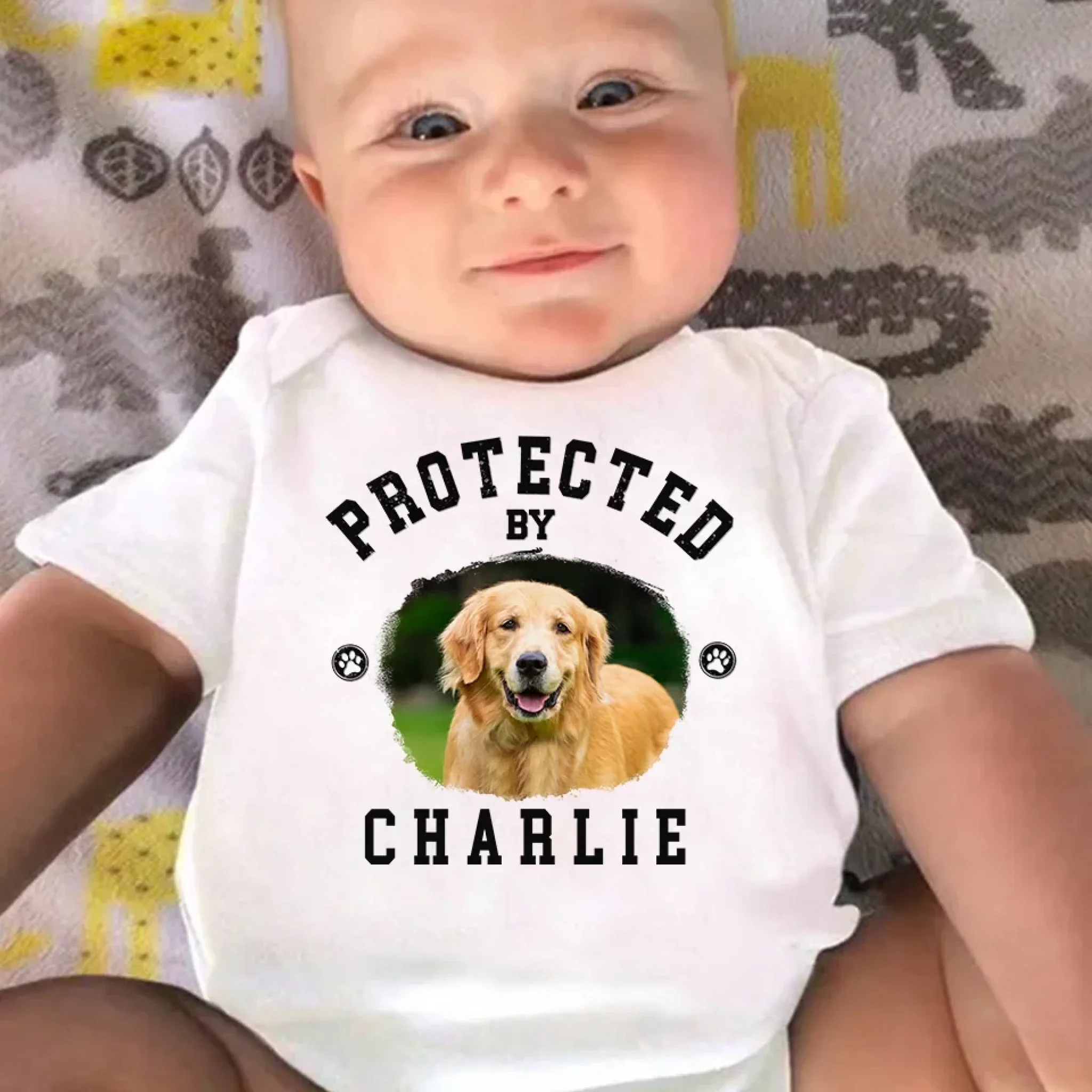 Custom Photo Loyalty Has Four Paws - Dog & Cat Personalized Custom Baby Onesie - Baby Shower Gift, Gift For Pet Owners, Pet Lovers - Image 4