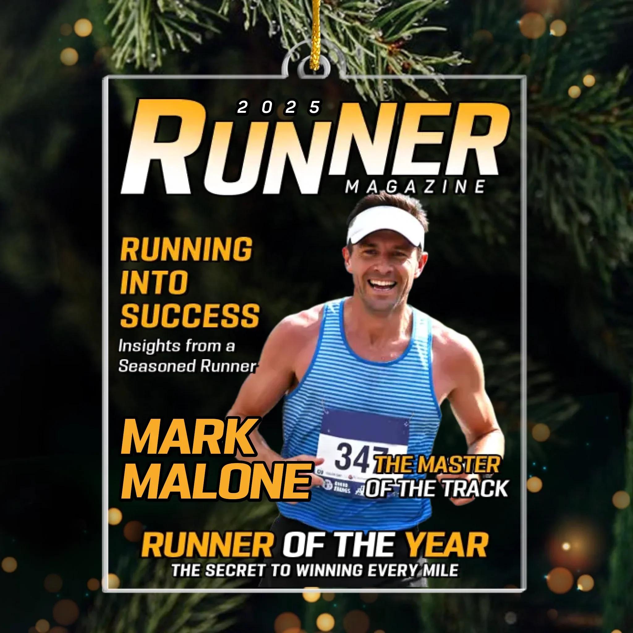 Custom Photo Magazine Acrylic Ornament - Personalized Birthday Running Gifts For Running Lovers, Sports Fans, Sports Lovers - Hustle For Greatness - Image 2