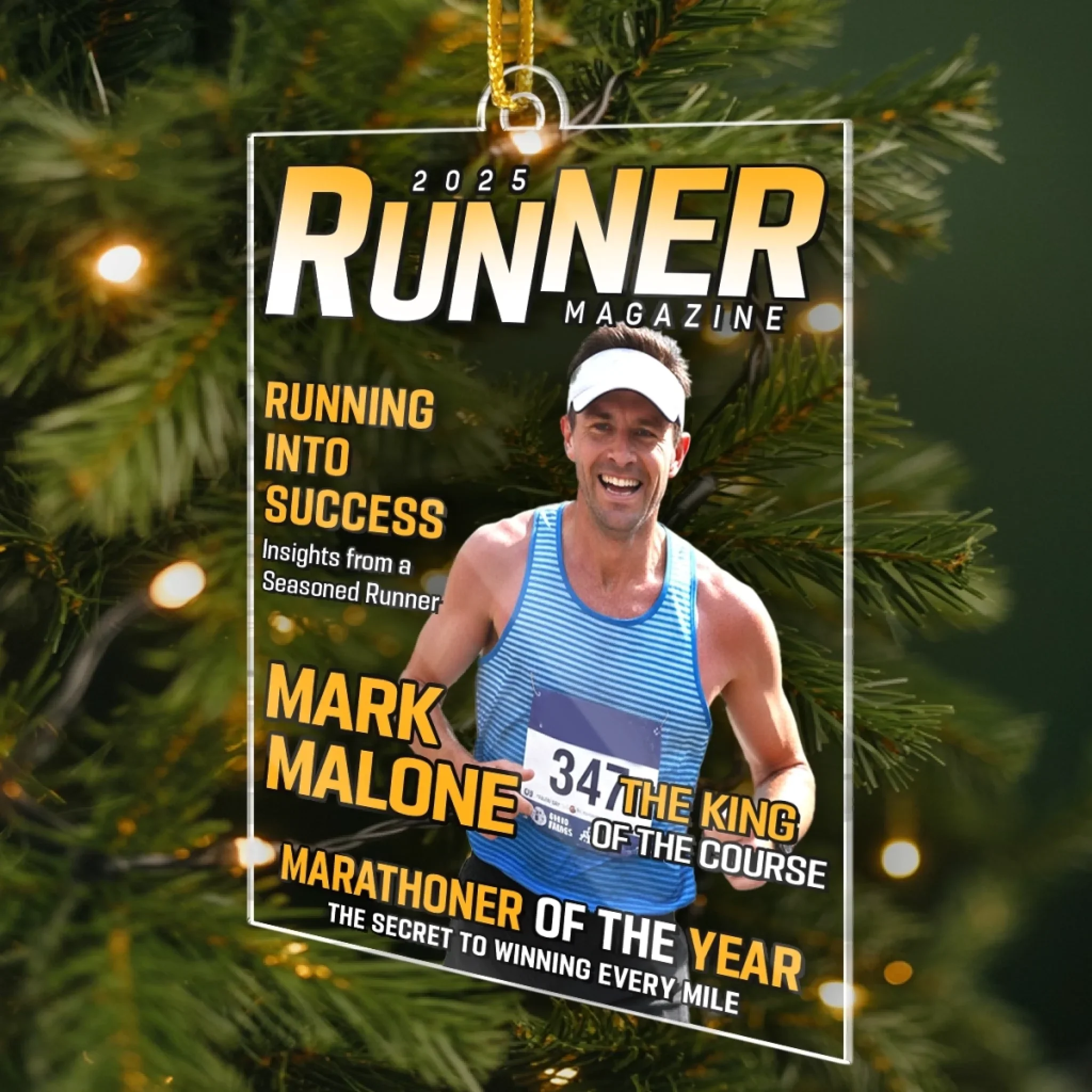 Custom Photo Magazine Acrylic Ornament - Personalized Birthday Running Gifts For Running Lovers, Sports Fans, Sports Lovers - Hustle For Greatness - Image 4