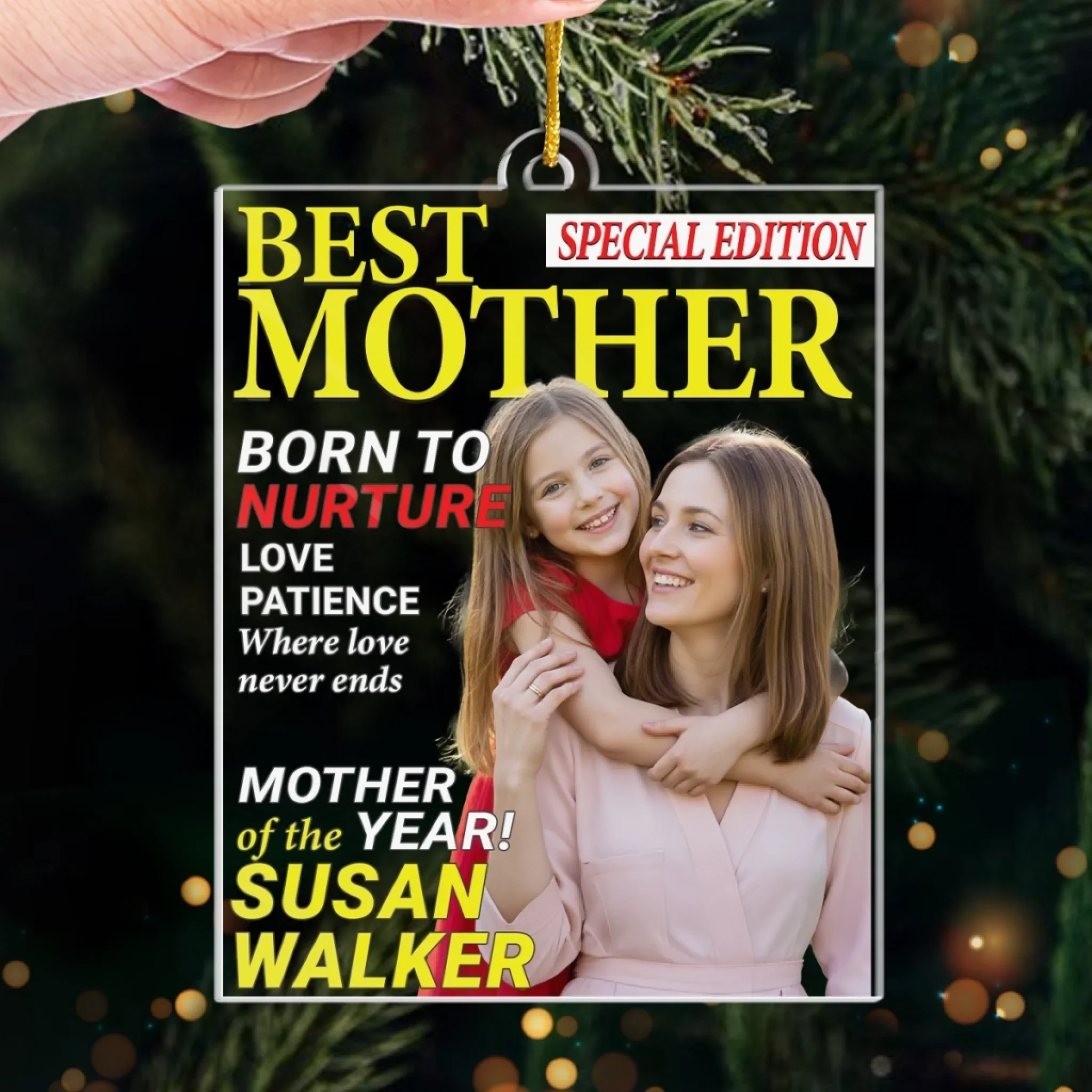 Custom Photo Magazine Acrylic Ornament - Personalized Christmas Birthday Gifts For Mom - Her Love Lights Everything - Image 4
