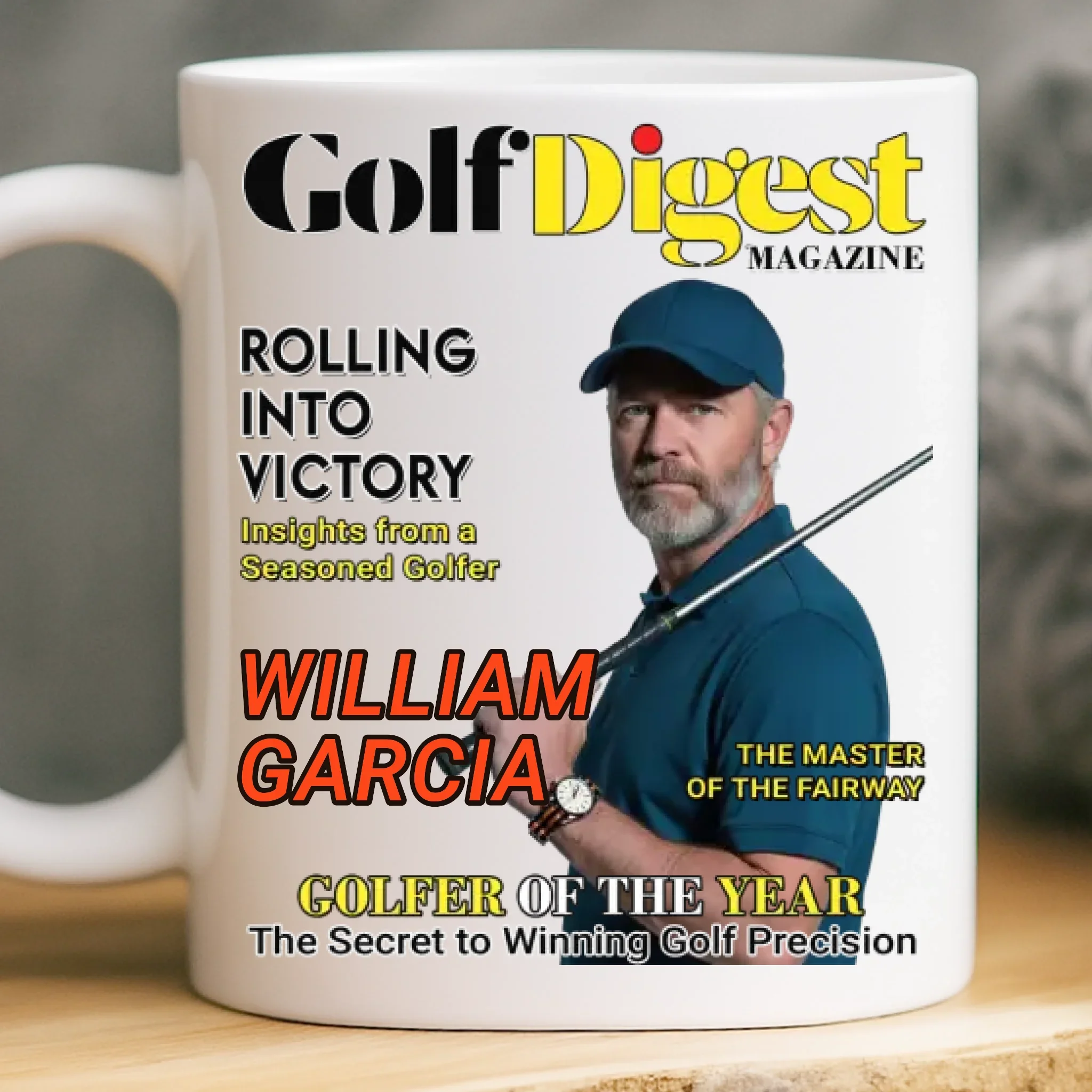 Custom Photo Magazine Mug - Personalized Christmas Birthday Golf Gifts For Men, Women - King Of The Fairway - Image 2