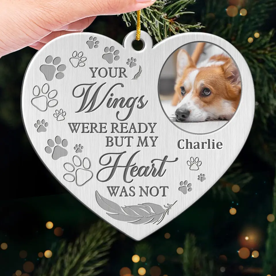 Custom Photo May You Find Comfort In The Arms Of An Angel - Memorial Personalized Custom Ornament - Metal Custom Shaped - Sympathy Gift, Christmas Gift For Pet Owners, Pet Lovers - Image 4
