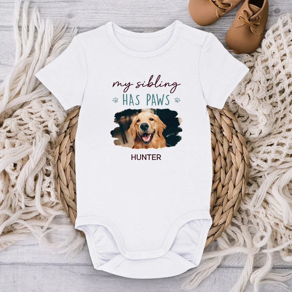 Custom Photo Memories Are Made With Furry Friends And Little Giggles - Dog & Cat Personalized Custom Baby Onesie - Baby Shower Gift, Gift For Pet Owners, Pet Lovers - Image 3