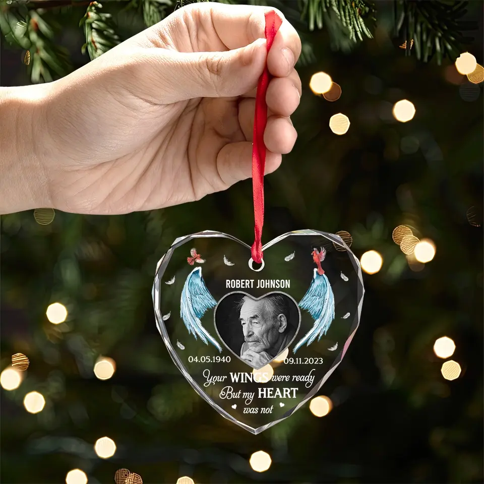 Custom Photo Memories For A Lifetime - Memorial Personalized Custom Heart Glass Ornament - Sympathy Gift, Christmas Gift For Family Members - Image 4