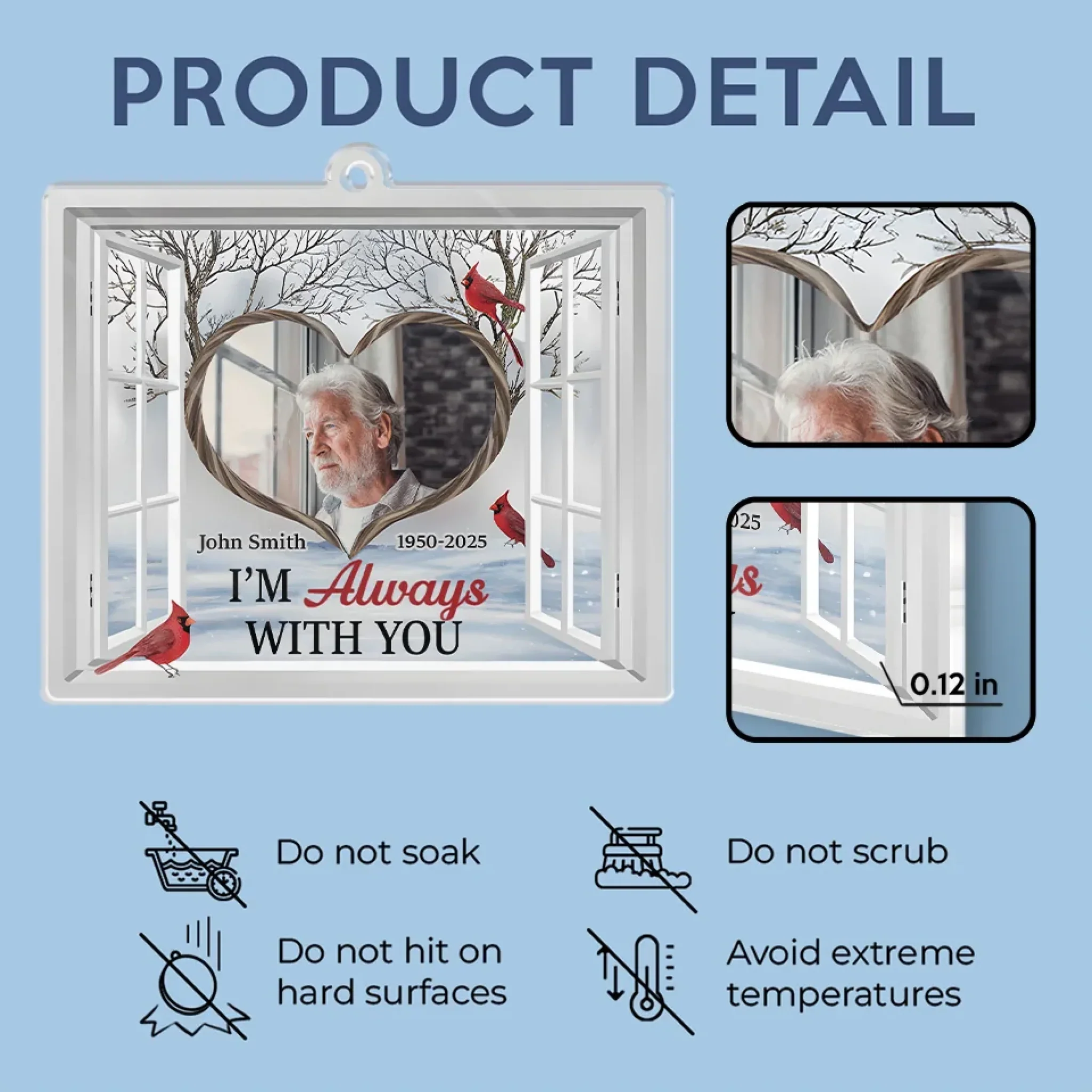 Custom Photo Memories Keep Us Together - Memorial Personalized Custom Car Ornament - Acrylic Custom Shaped - Sympathy Gift For Family Members - Image 5