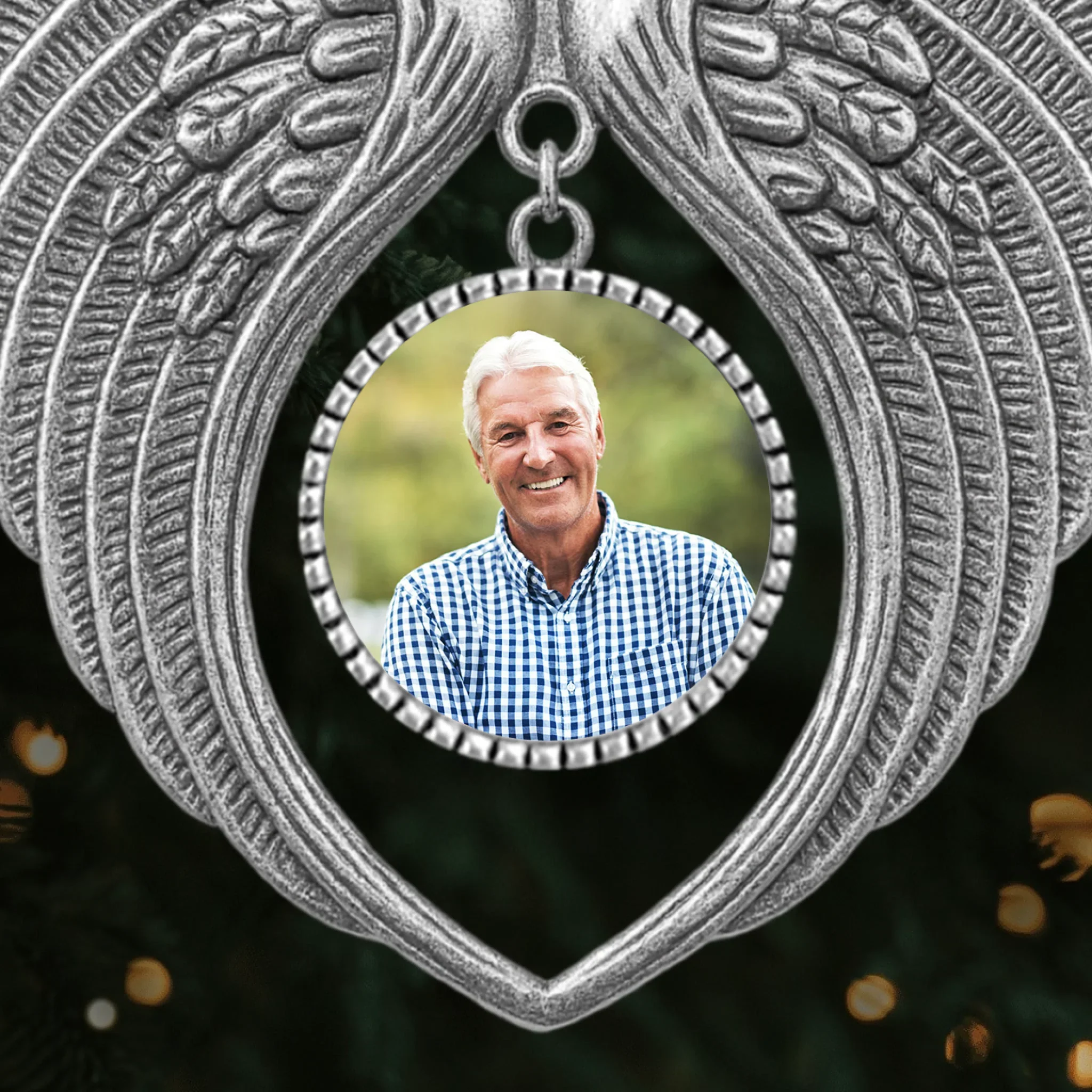 Custom Photo Metal Angel Wings Ornament - Personalized Memorial Sympathy Gifts For Loss Of Mom, Dad - Always Loved, Never Forgotten - Image 2