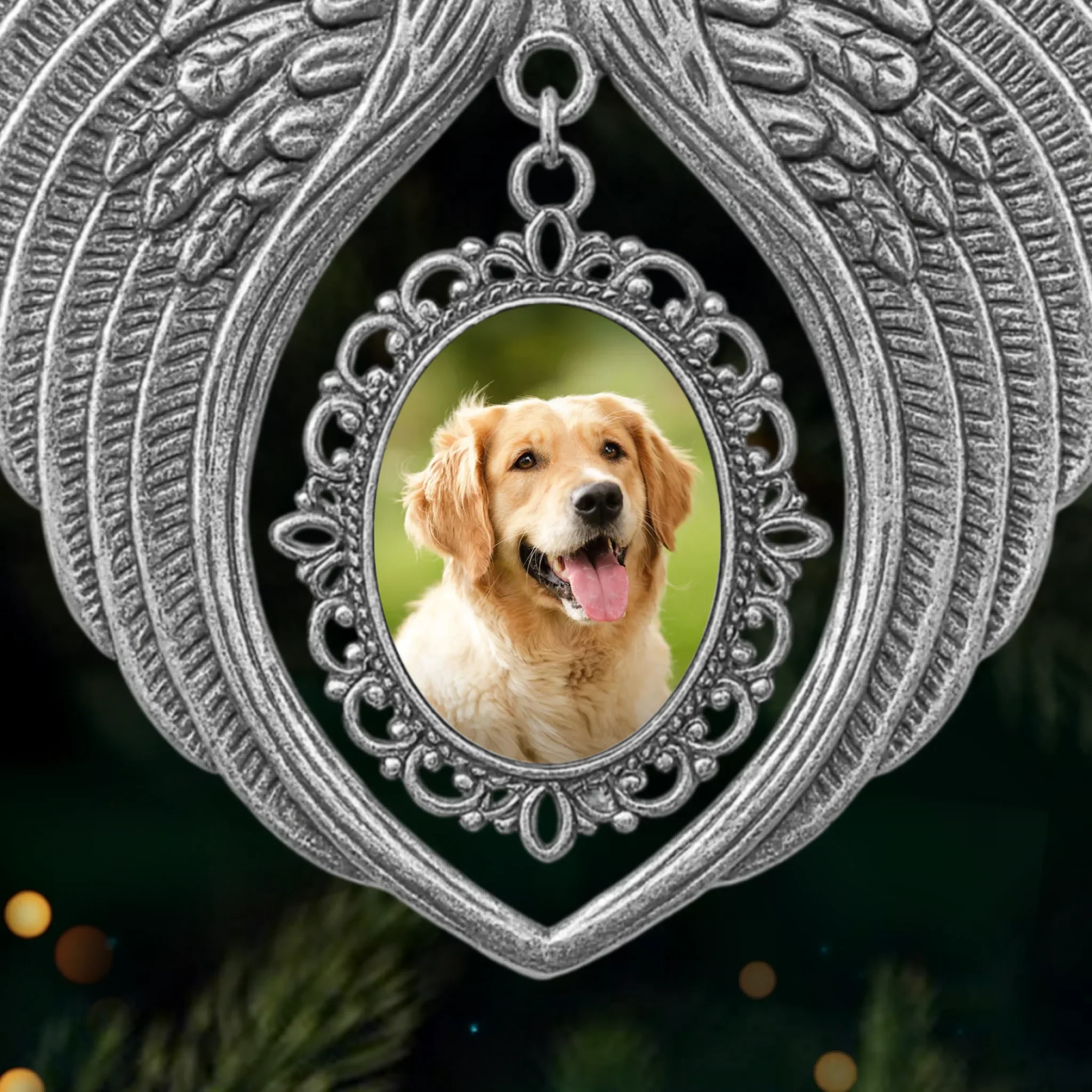 Custom Photo Metal Angel Wings Ornament - Personalized Pet Memorial Sympathy Gifts For Dogs, Cats - Your Paws Left Prints On Our Souls - Image 2