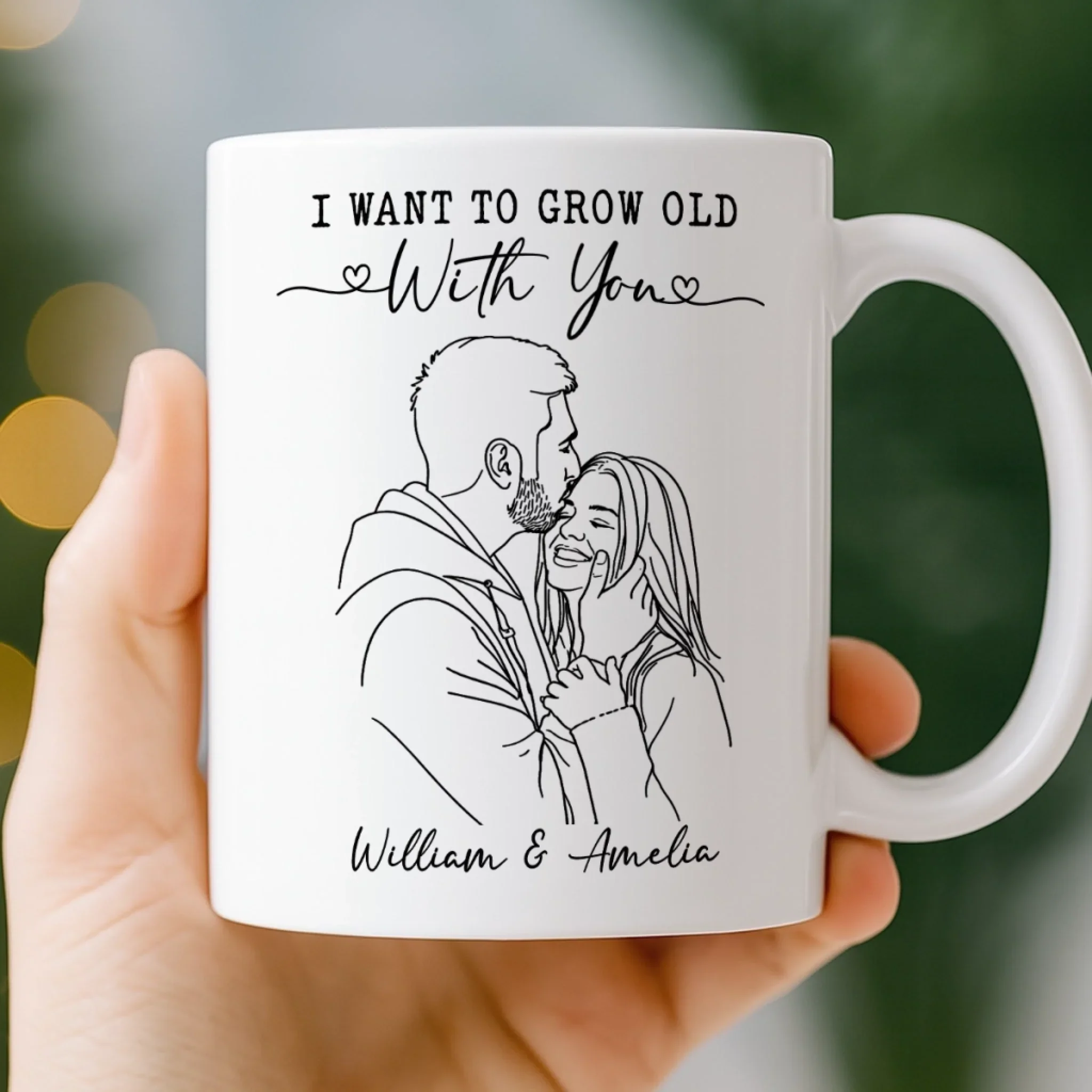 Custom Photo Mug - Personalized Anniversary Wedding Gifts For Husband And Wife, Him And Her - Growing Old Side By Side - Image 4