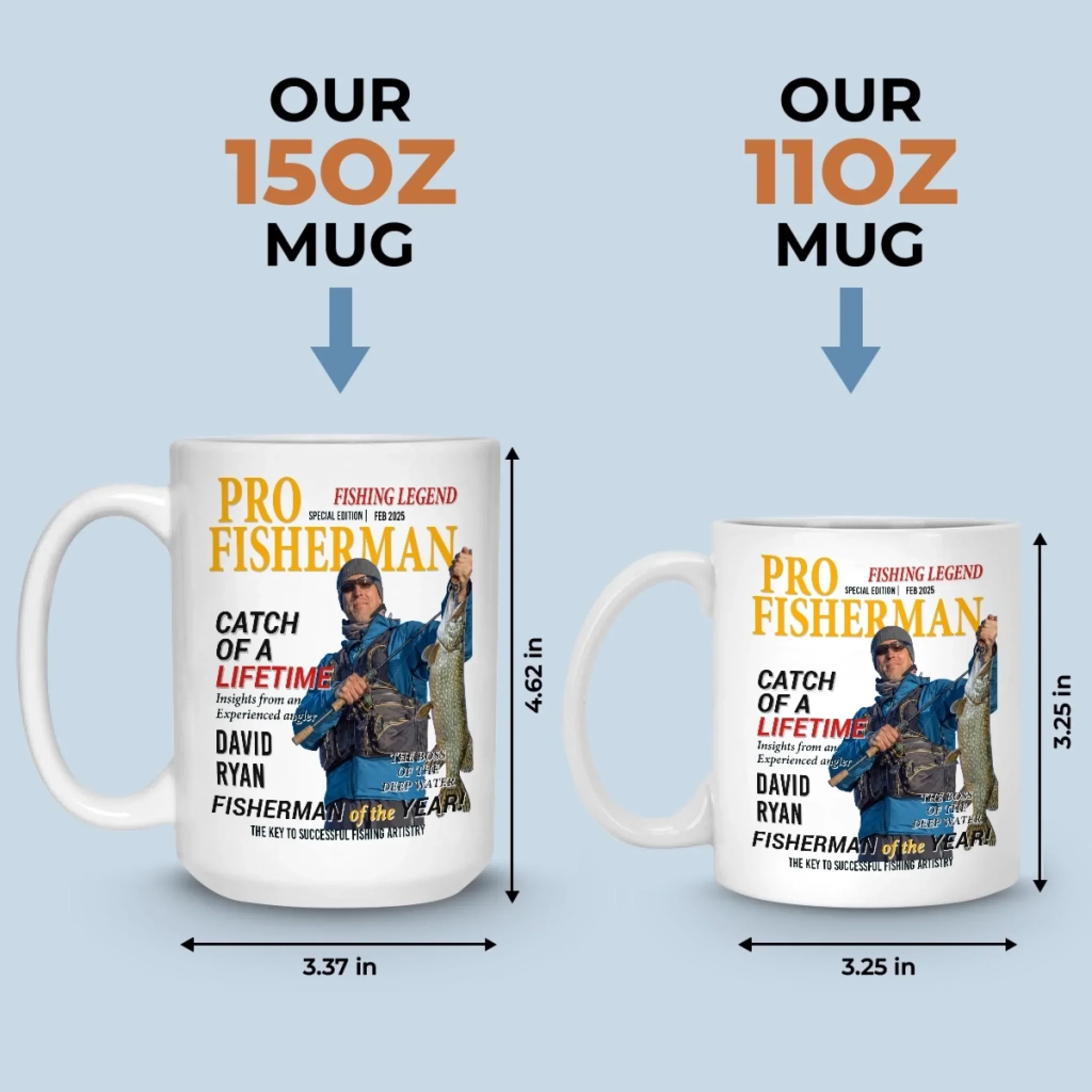 Custom Photo Magazine Mug - Personalized Birthday Gifts For Fisherman - Catching Sunshine All Day - Image 6