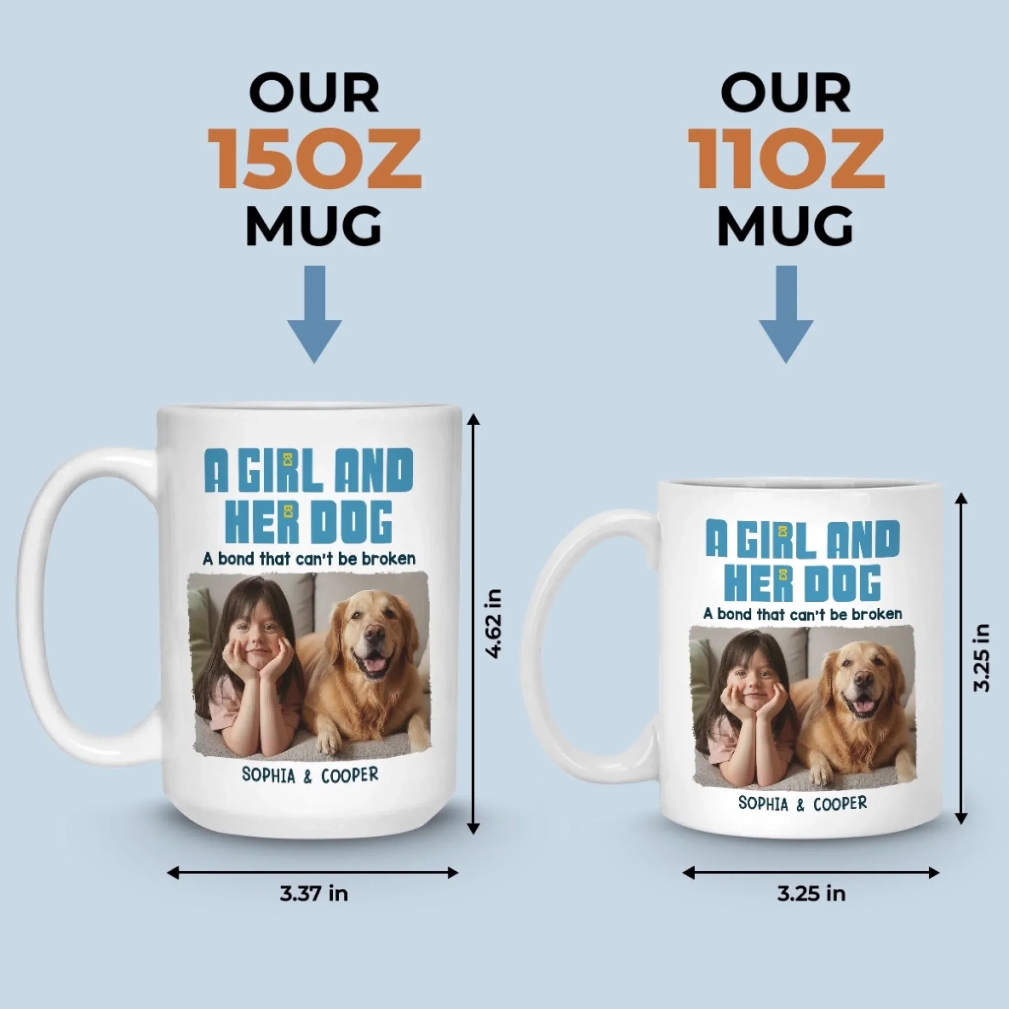 Custom Photo Mug - Personalized Christmas Birthday Gifts For Dog Cat Lovers, Dog Dad And Mom, Cat Owners - Little Girl, Big Love - Image 6