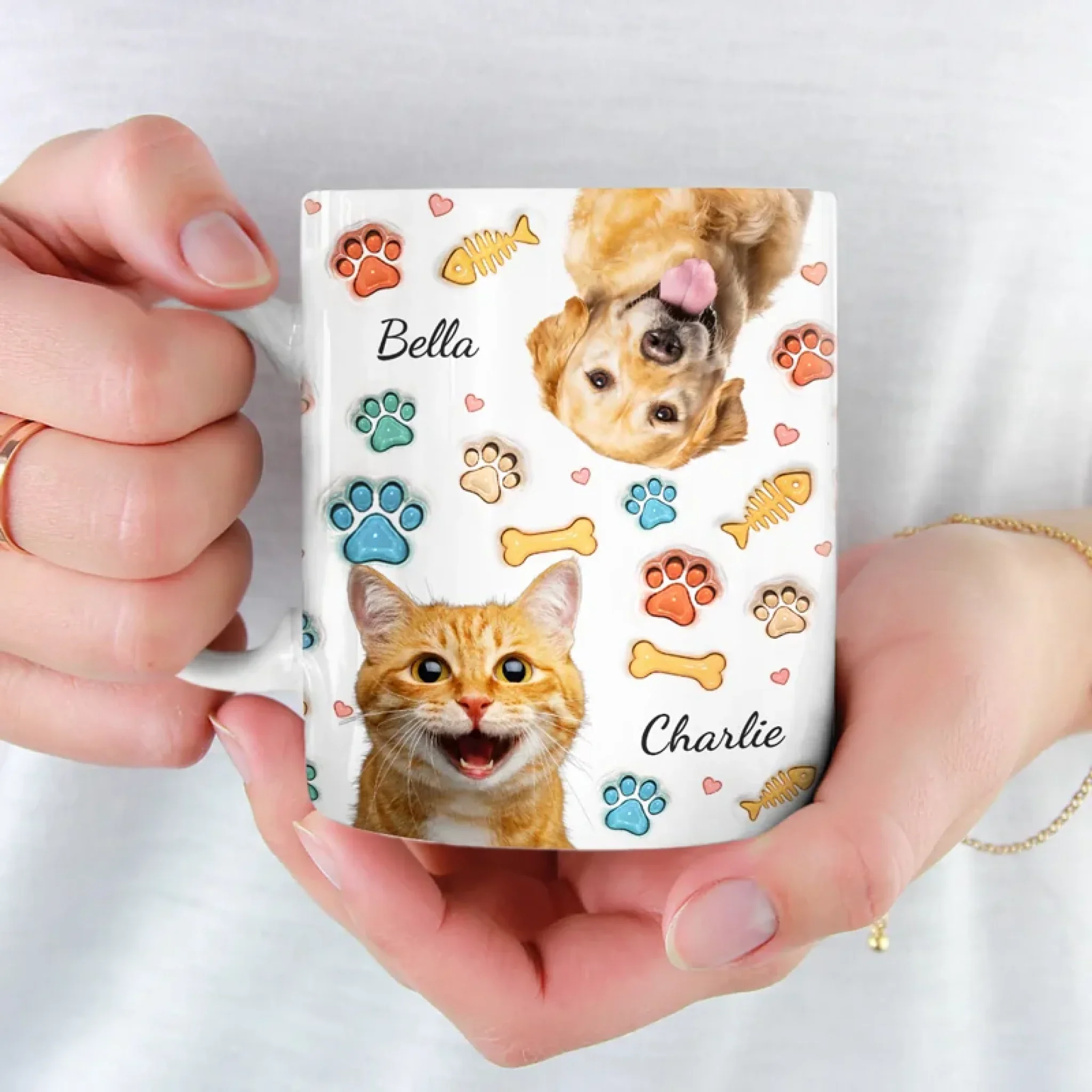 Custom Photo My Cat Runs The House, I Just Pay The Rent - Dog & Cat Personalized Custom 3D Inflated Effect Printed Mug - Gift For Pet Owners, Pet Lovers - Image 4
