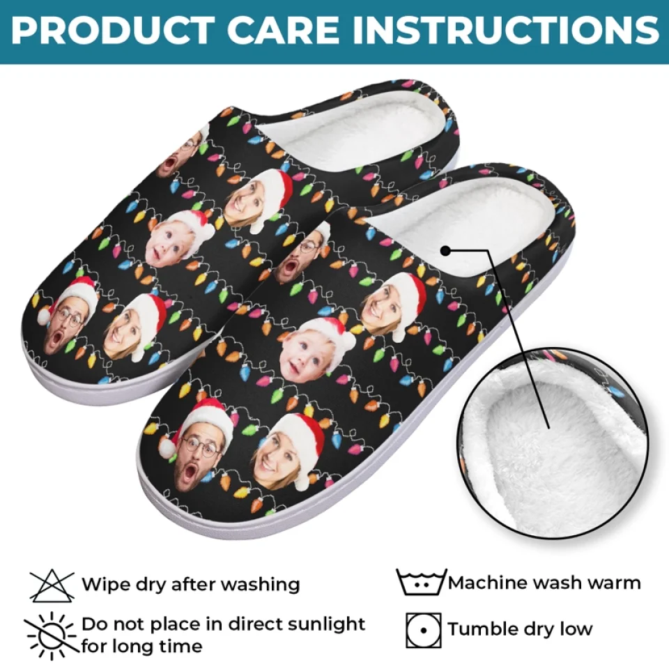 Custom Photo My Favorite Color Is Christmas Lights - Family Personalized Custom Fluffy Slippers - Christmas Gift For Family Members - Image 5
