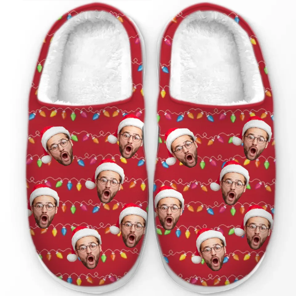 Custom Photo My Favorite Color Is Christmas Lights - Family Personalized Custom Fluffy Slippers - Christmas Gift For Family Members - Image 6