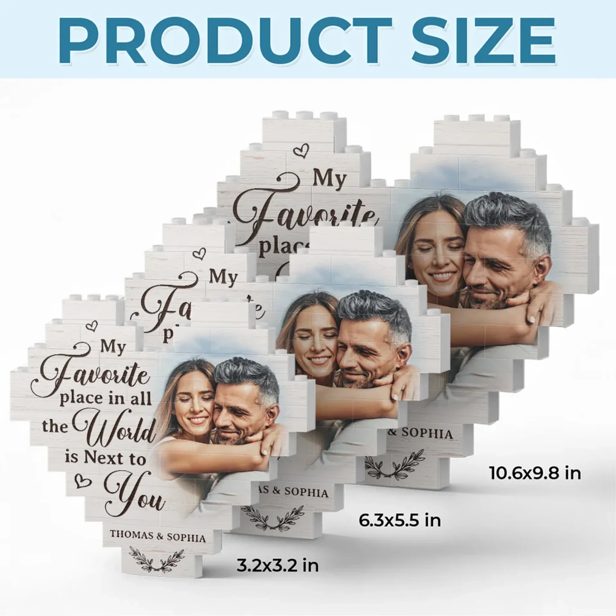 Custom Photo My Favorite Place In All The World Is You - Couple Personalized Custom Heart Shaped Building Brick Blocks - Gift For Husband Wife, Anniversary - Image 6