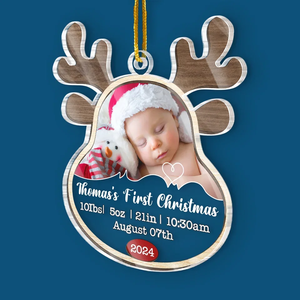Custom Photo My First Christmas - Family Personalized Custom Ornament - Acrylic Custom Shaped - Christmas Gift For Baby Kids, Newborn Baby, First Christmas - Image 3