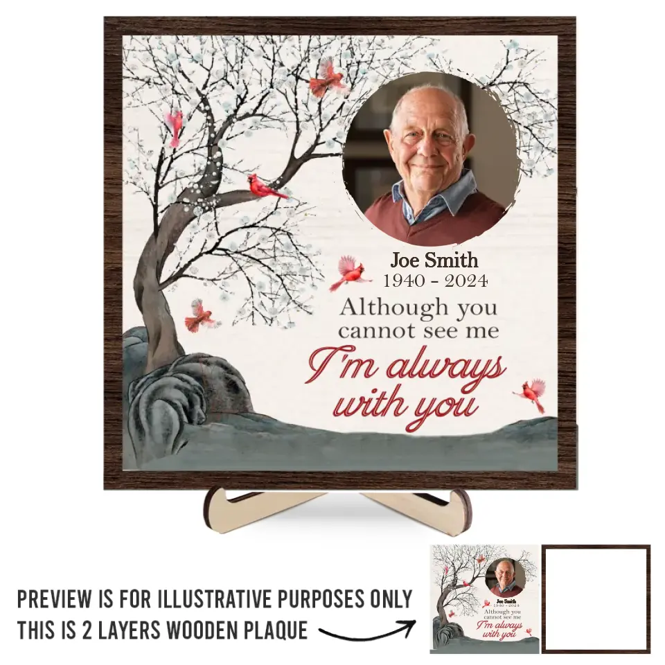 Custom Photo My Heart Is Forever Entwined With Yours - Memorial Personalized Custom 2-Layered Wooden Plaque With Stand - Sympathy Gift For Family Members - Image 2
