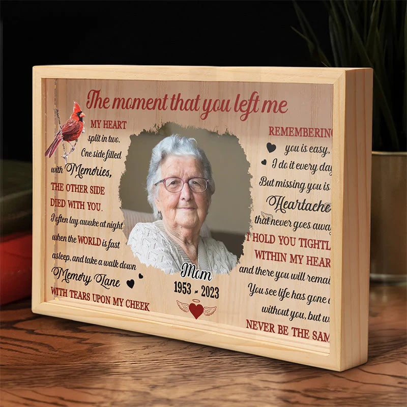 Custom Photo My Heart Split In Two - Memorial Personalized Custom Frame Light Box - Sympathy Gift For Family Members - Image 2