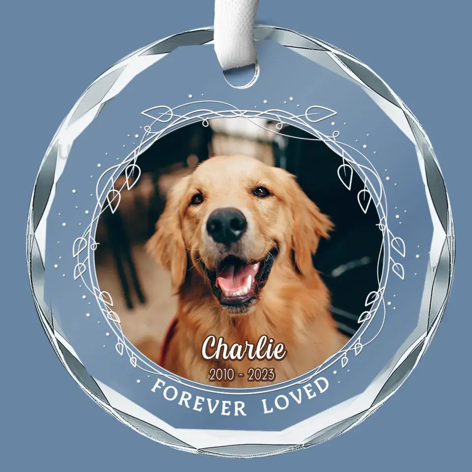 Custom Photo My Heart Will Always Wear The Pawprints Left By You - Memorial Personalized Custom Circle Glass Ornament - Christmas Gift, Sympathy Gift For Pet Owners, Pet Lovers - Image 2