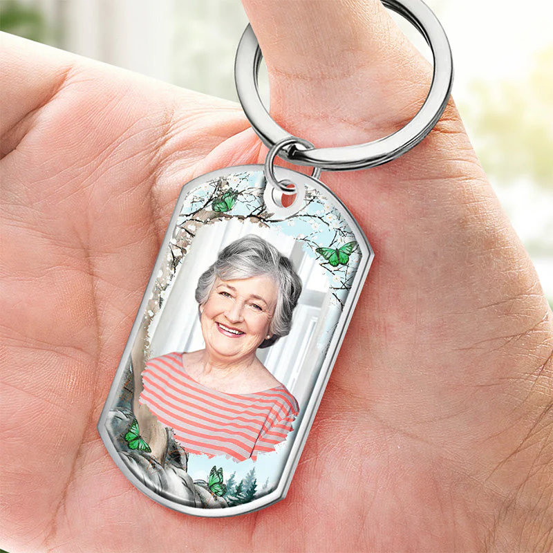 Custom Photo My Hero My Heart - Memorial Personalized Custom Keychain - Sympathy Gift For Family Members - Image 2