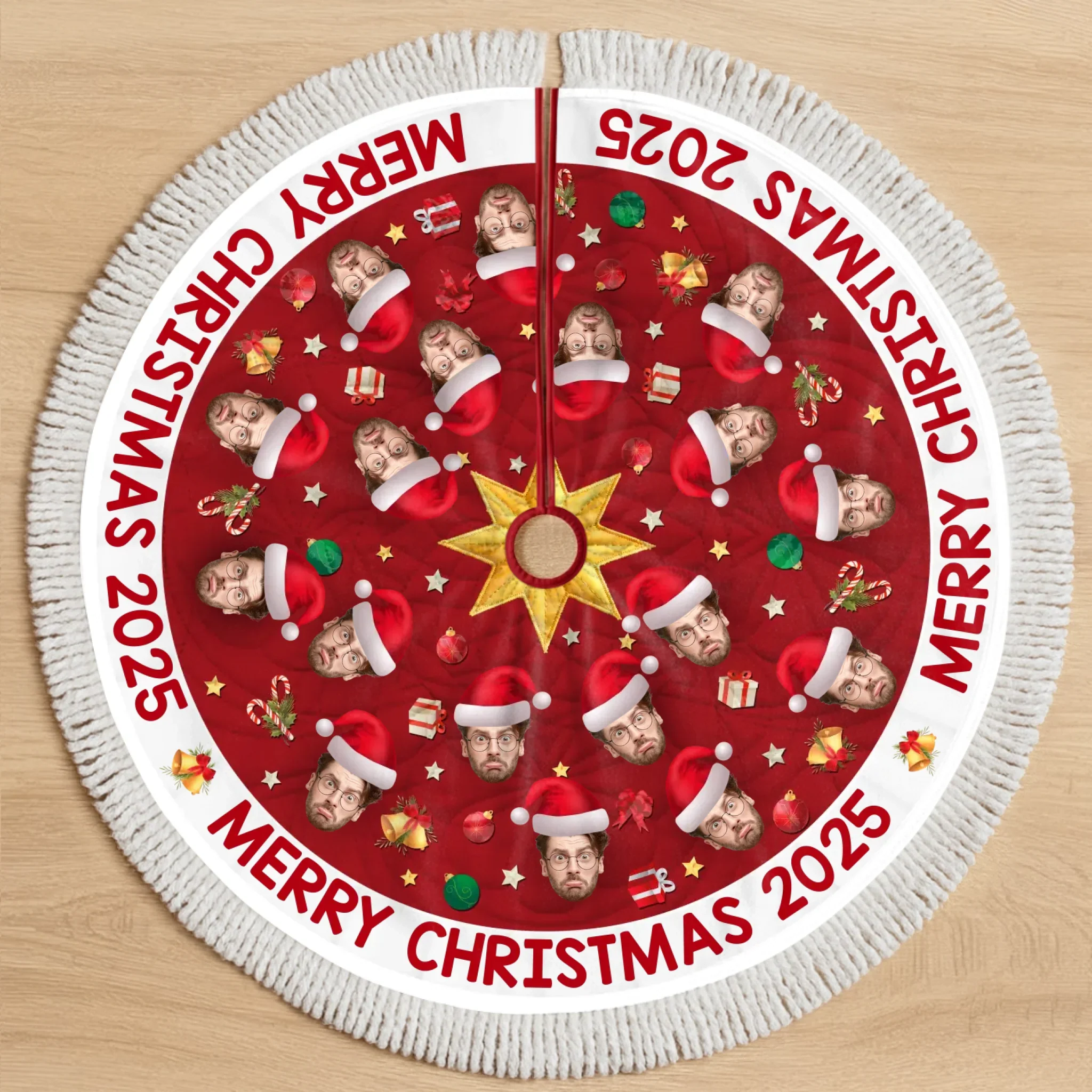 Custom Photo Tree Skirt - Personalized Christmas Birthday Gifts For Family, Dog Cat Lovers - Festive Faces, Furry Places - Image 2