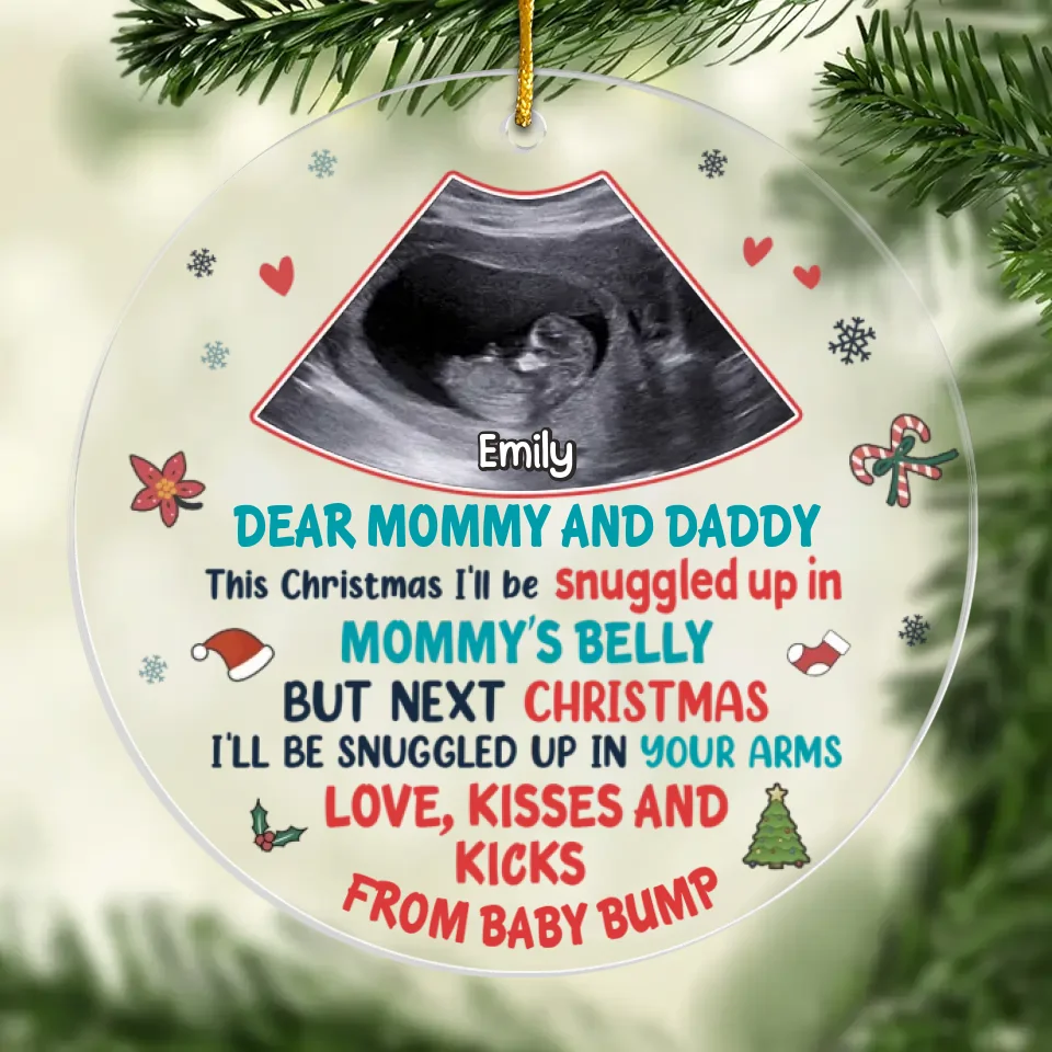 Custom Photo Next Christmas I'll Be Snuggled Up In Your Arms - Family Personalized Custom Circle Glass Ornament - Christmas Gift For Baby Kids, Newborn Baby - Image 5