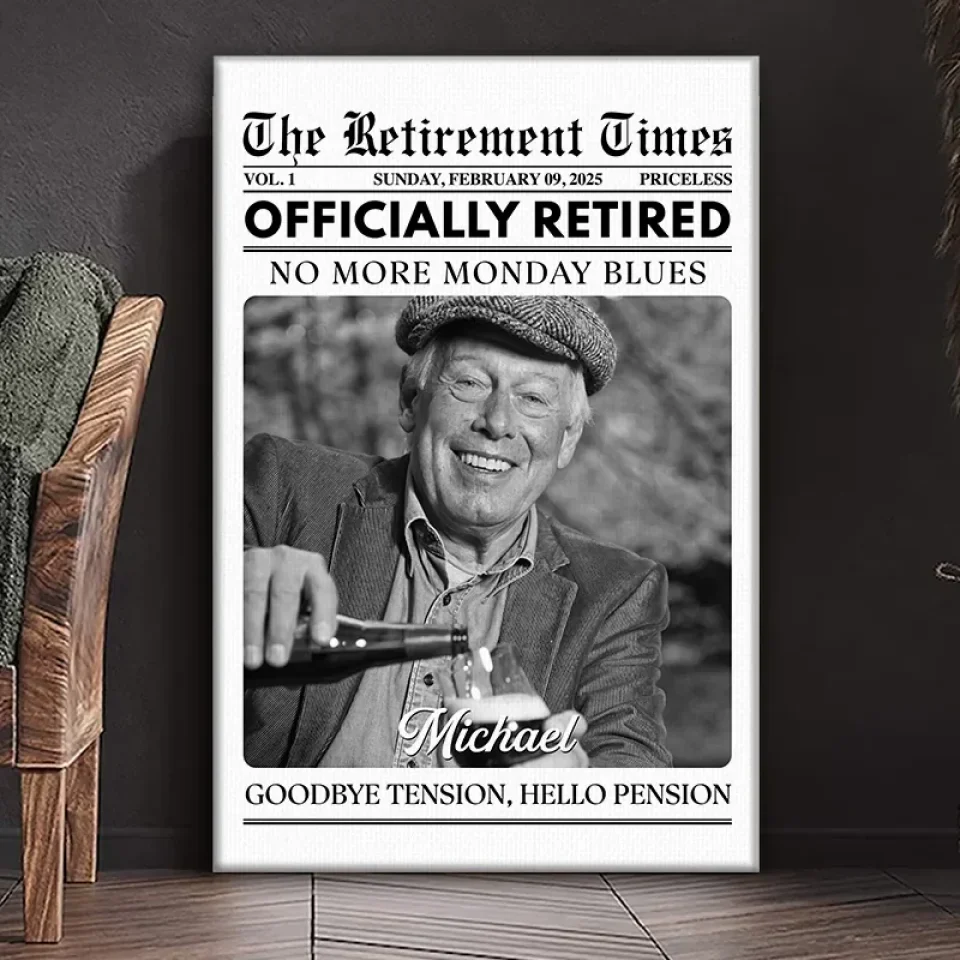 Custom Photo Officially Retired - Personalized Custom Vertical Canvas - Appreciation, Retirement Gift For Coworkers, Work Friends, Colleagues, Family Members - Image 4