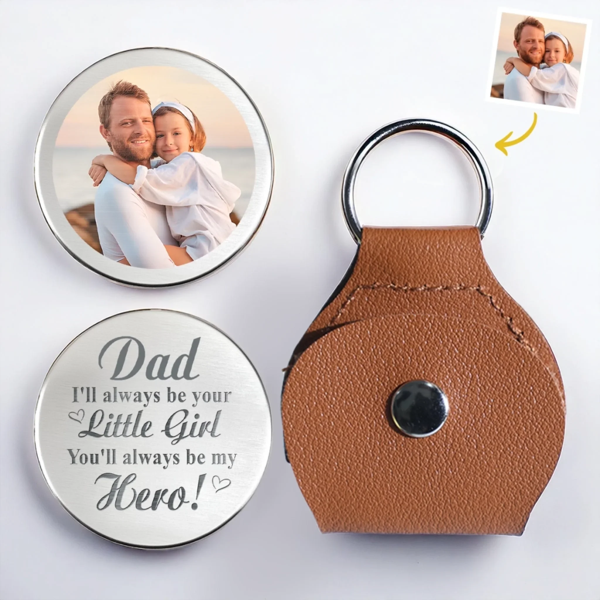 Custom Photo One Hero One Dad - Family Personalized Custom Pocket Hug - Father's Day, Gift For Dad, Grandpa, Son, Daughter, Grandson, Granddaughter