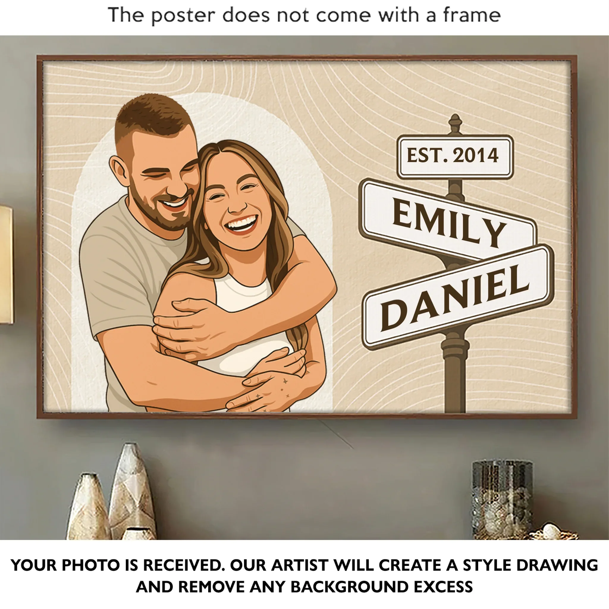 Custom Photo One Love, One Story, Always Us - Couple Personalized Custom Horizontal Poster - Gift For Husband Wife, Anniversary - Image 2