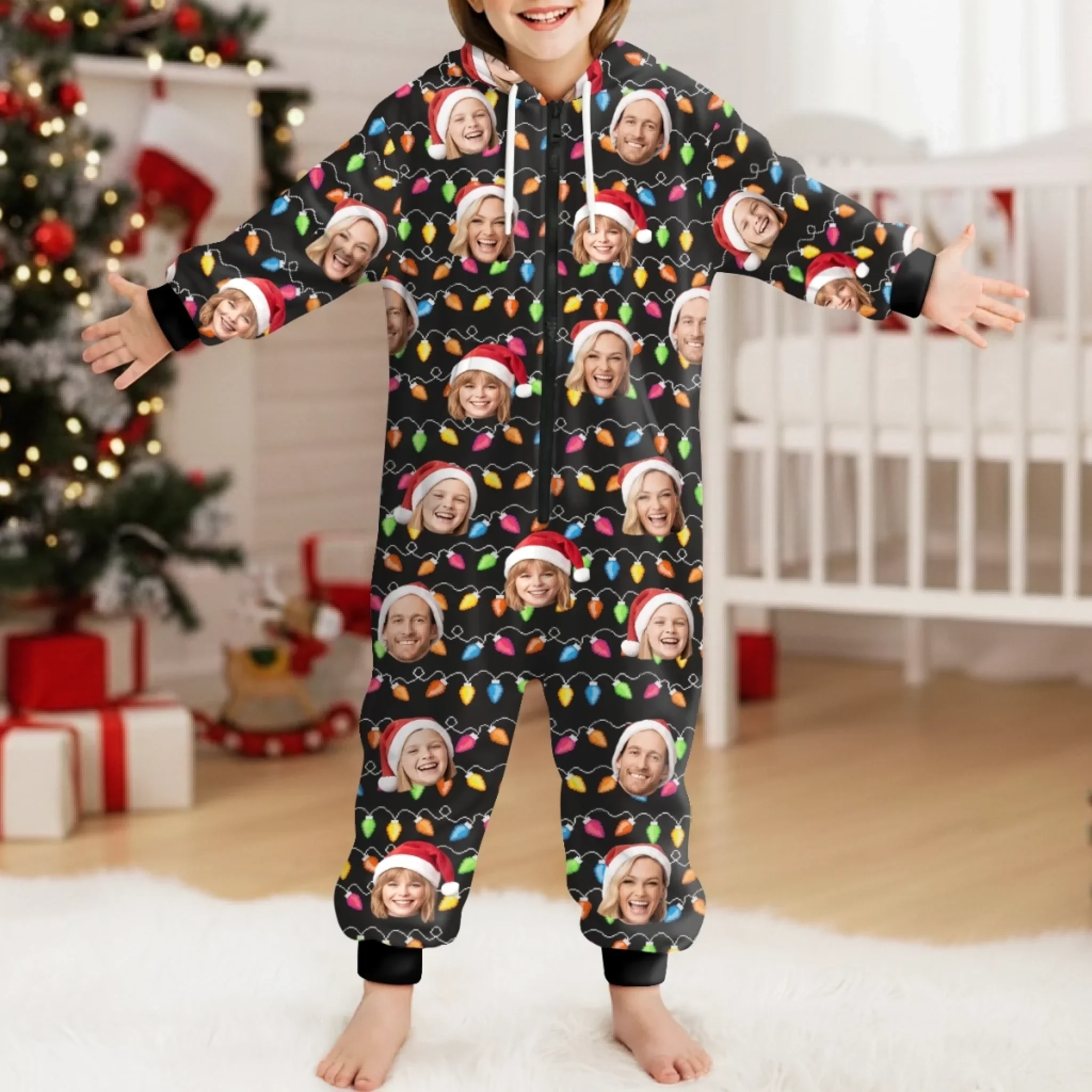 Custom Photo Onesie Pajamas - Personalized Christmas Birthday Gifts For Family, Dog Cat Lovers - The Family That Matches, Laughs Together - Image 5