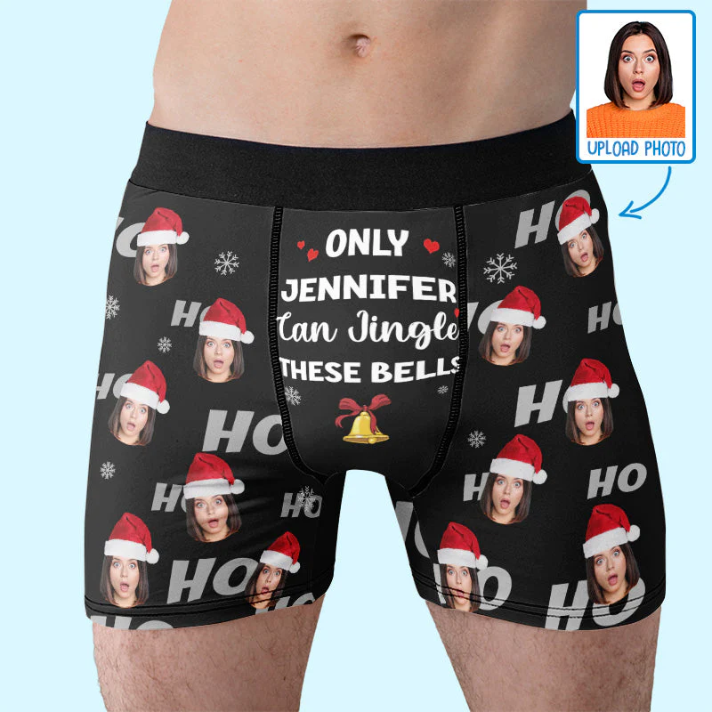 Custom Photo Only You Can Jingle These Bells - Funny Personalized Custom Boxer Briefs, Men's Boxers - Christmas Gift For Boyfriend, Husband, Anniversary - Image 2