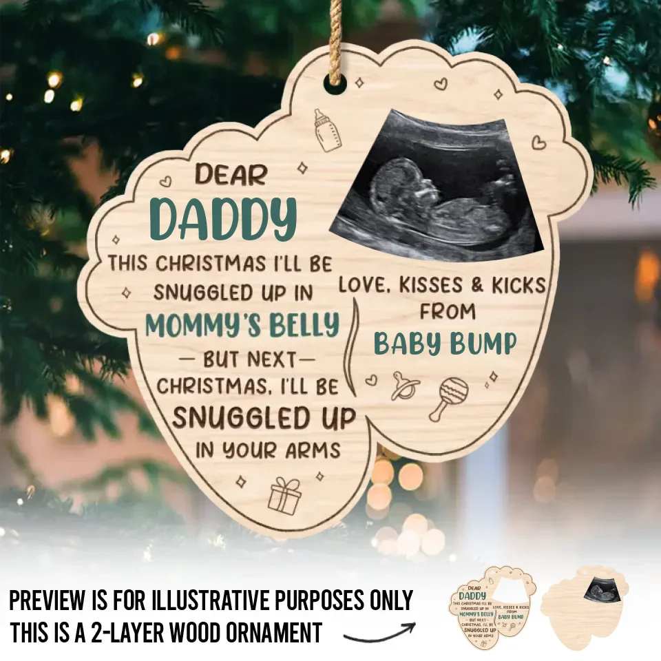 Custom Photo Our Baby Is On The Nice List This Year - Family Personalized Custom Shaped 2 Layered Wood Christmas Ornament - Christmas Gift For Baby Kids, Newborn Baby - Image 2