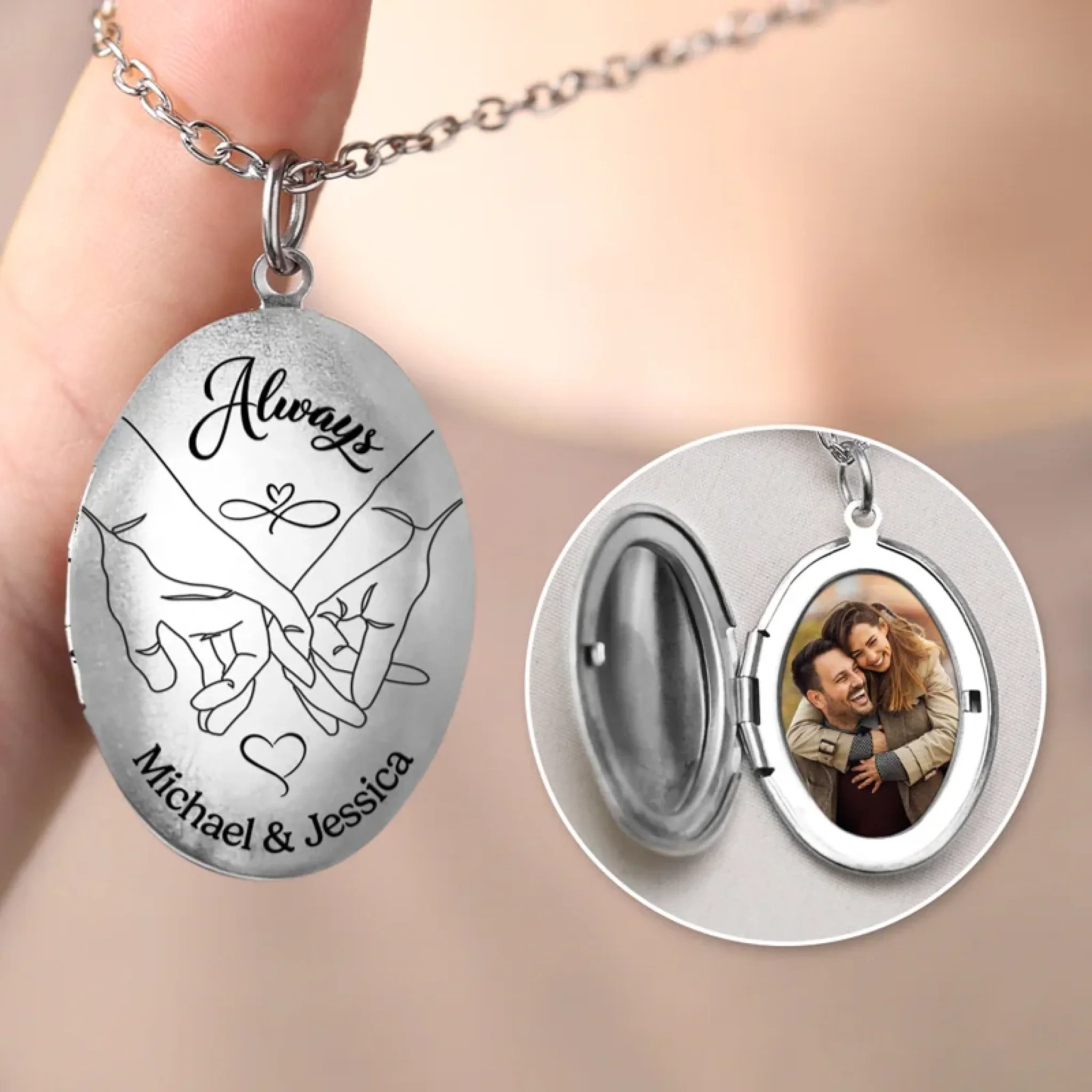 Custom Photo Our Forever Moment - Couple Personalized Custom Locket Necklace - Gift For Husband Wife, Anniversary - Image 4
