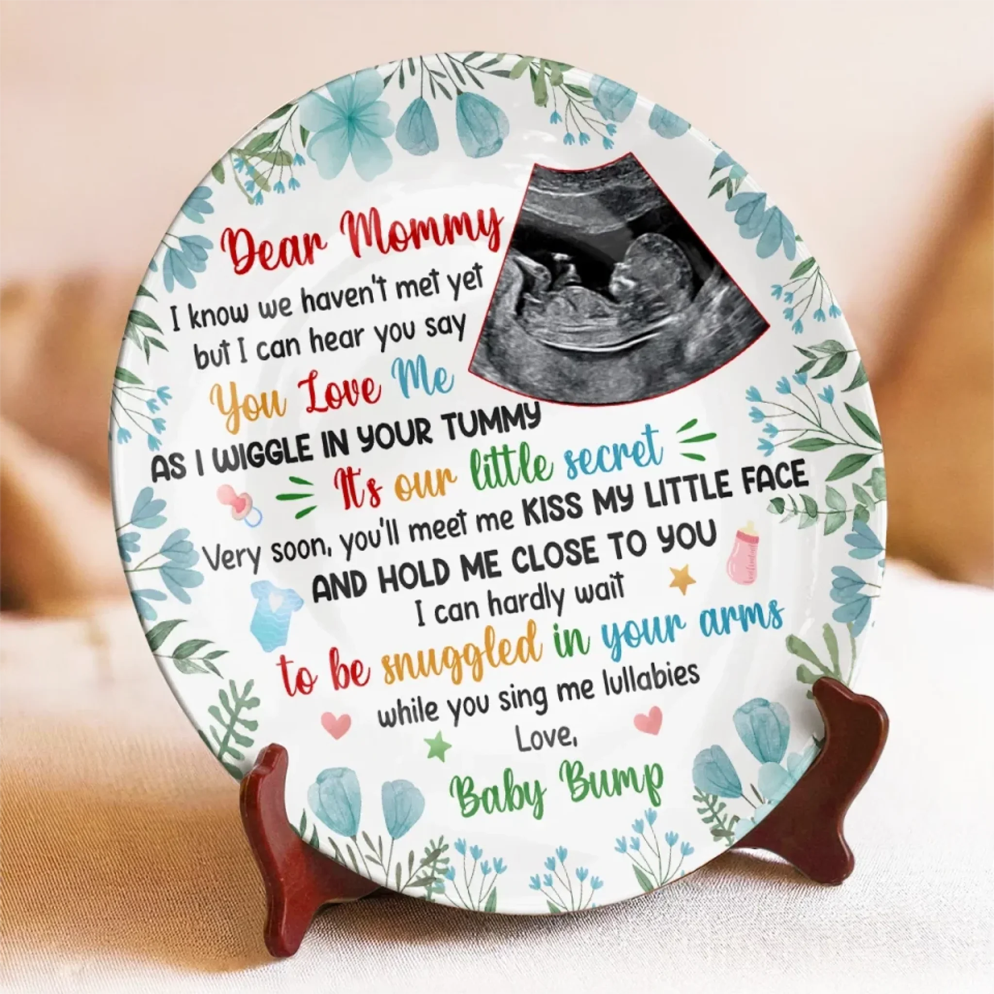 Custom Photo Our Greatest Blessing Is On The Way - Family Personalized Custom Ceramic Plate - Mother's Day, Baby Shower Gift, Gift For First Mom - Image 3