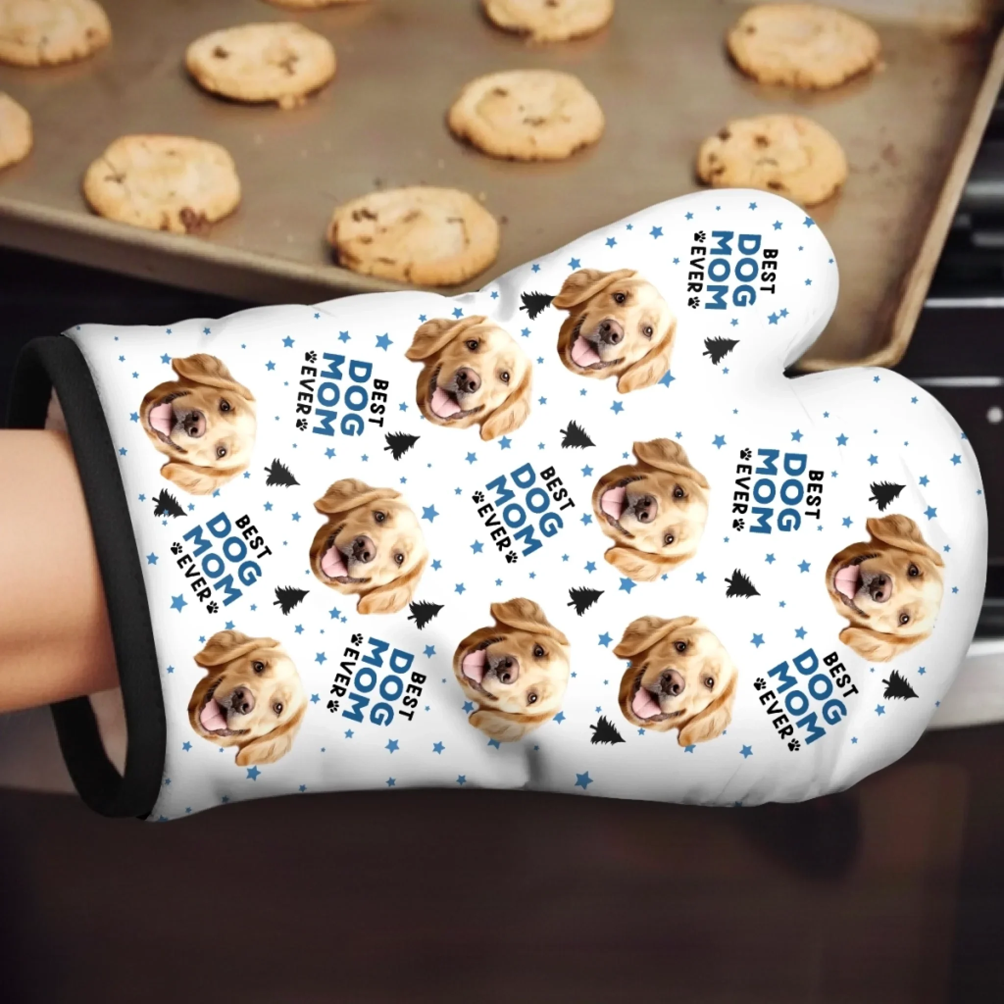 Custom Photo Oven Mitt And Pot Holder Set - Personalized Christmas Birthday Gifts For Mom, Grandma, Dog Cat Lovers - Best Fur Mom Ever - Image 3