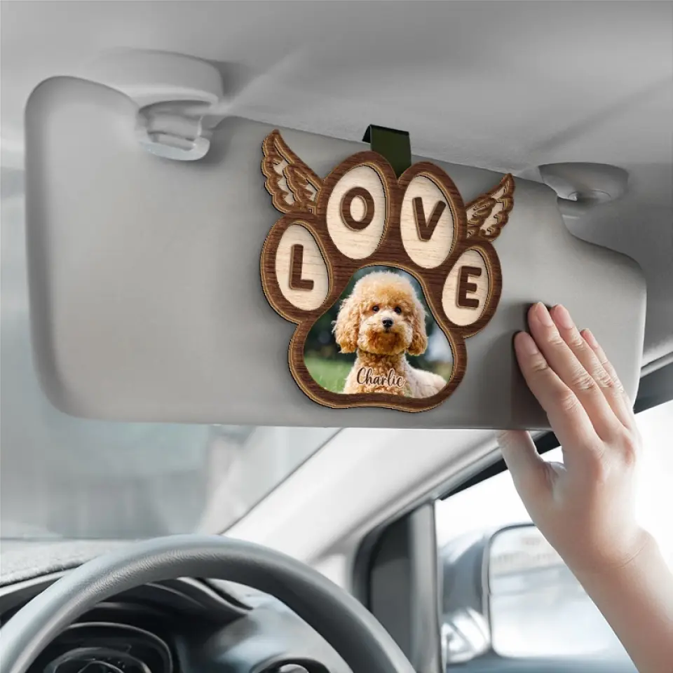 Custom Photo Over The Rainbow Bridge, Their Essence Remains - Memorial Personalized Custom Car Visor Clip - Sympathy Gift For Pet Owners, Pet Lovers - Image 4