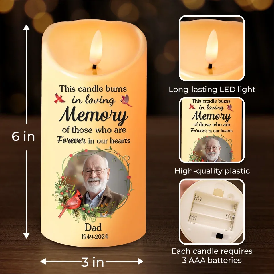 Custom Photo Part Of Me Went With You, Wherever You May Roam - Memorial Personalized Custom LED Candle - New Arrival, Sympathy Gift, Christmas Gift For Family Members - Image 4