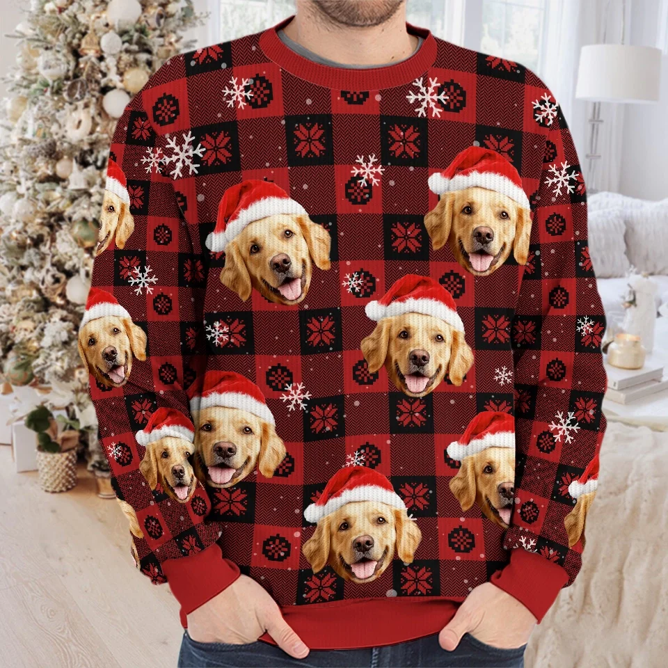 Custom Photo Paw La-La-La-La! - Dog & Cat Personalized Custom Ugly Sweatshirt - Unisex Wool Jumper - Christmas Gift For Pet Owners, Pet Lovers - Image 3