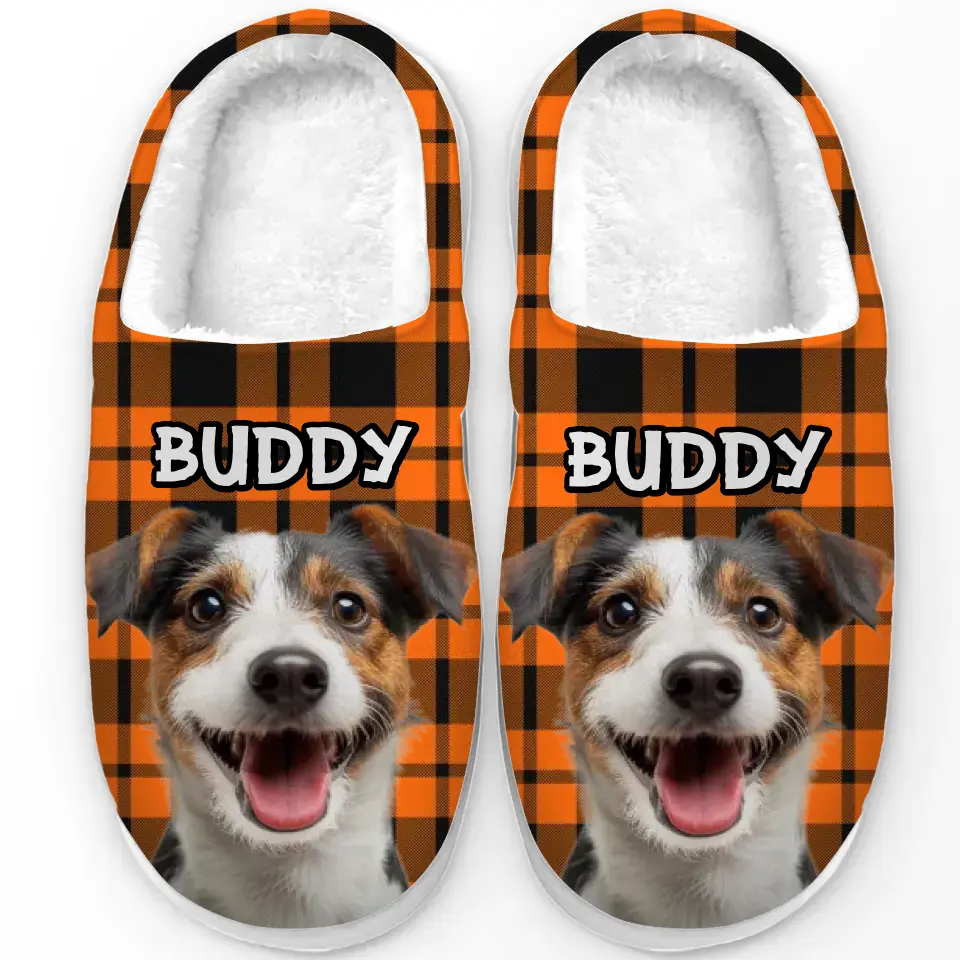 Custom Photo Paw-some Halloween - Dog & Cat Personalized Custom Fluffy Slippers - Halloween Gift For Pet Owners, Pet Lovers - Image 2